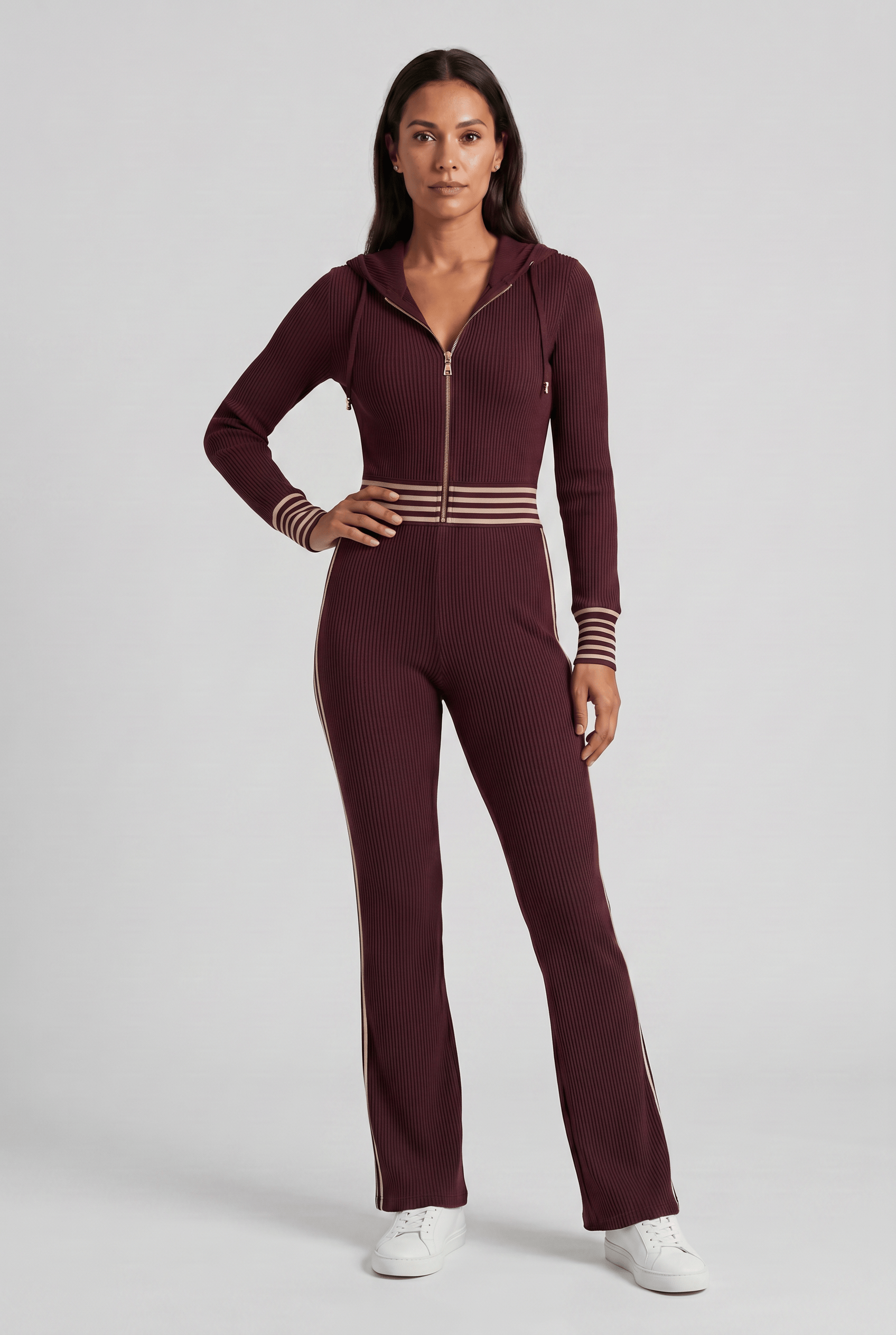 Women’s Slim Fit Zip Up Hooded Jumpsuit | Wide Leg
