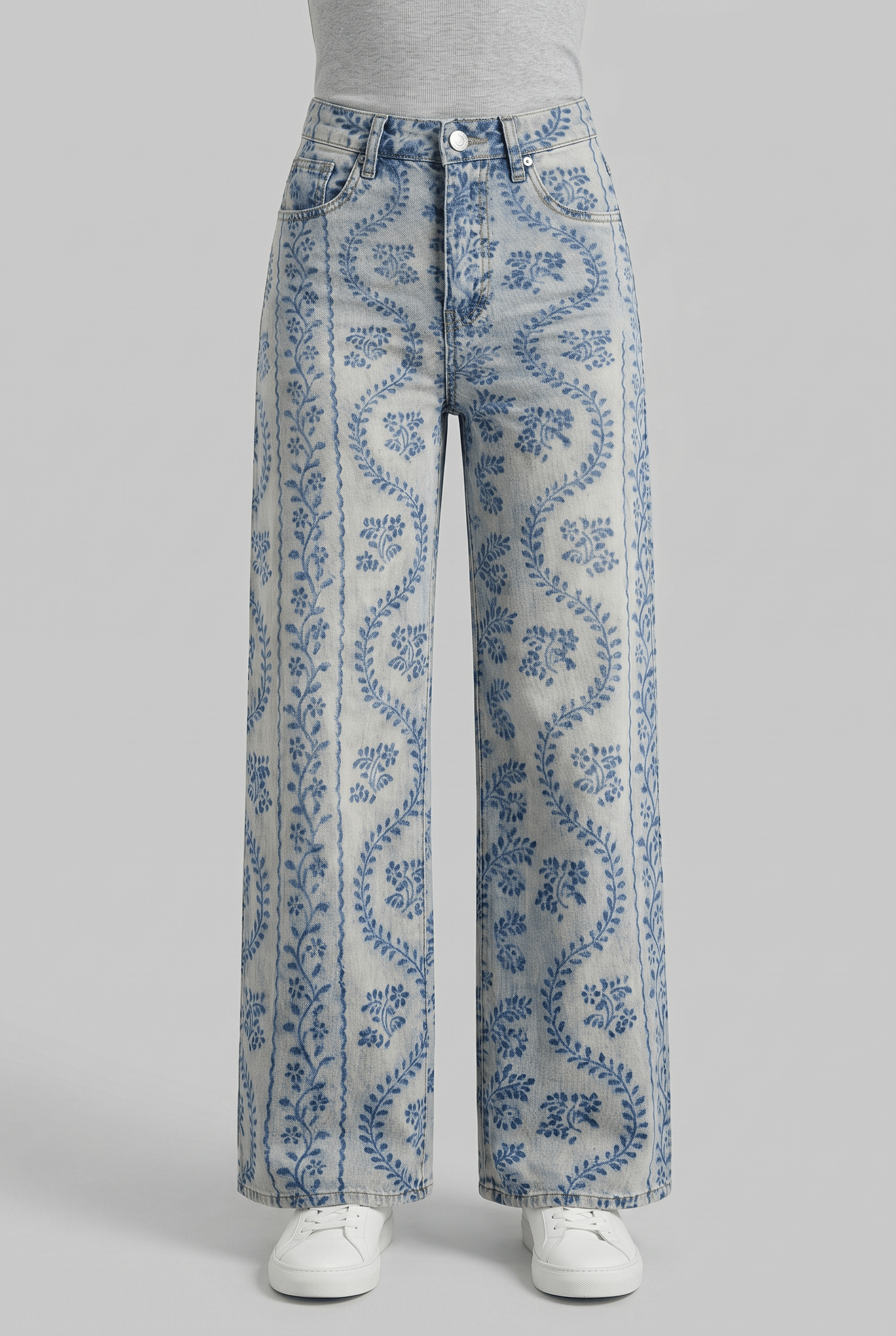 Women’s Floral Wide Leg High Waist Trousers | Vintage