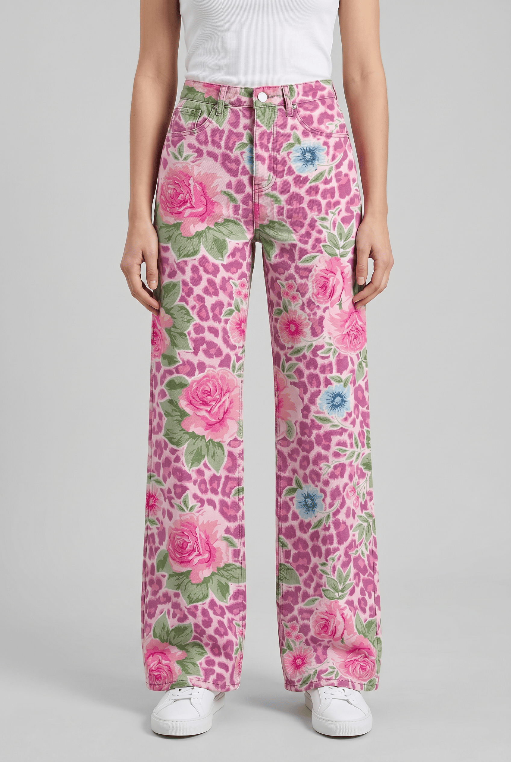 Women’s Floral Wide Leg High Waist Trousers | Vintage