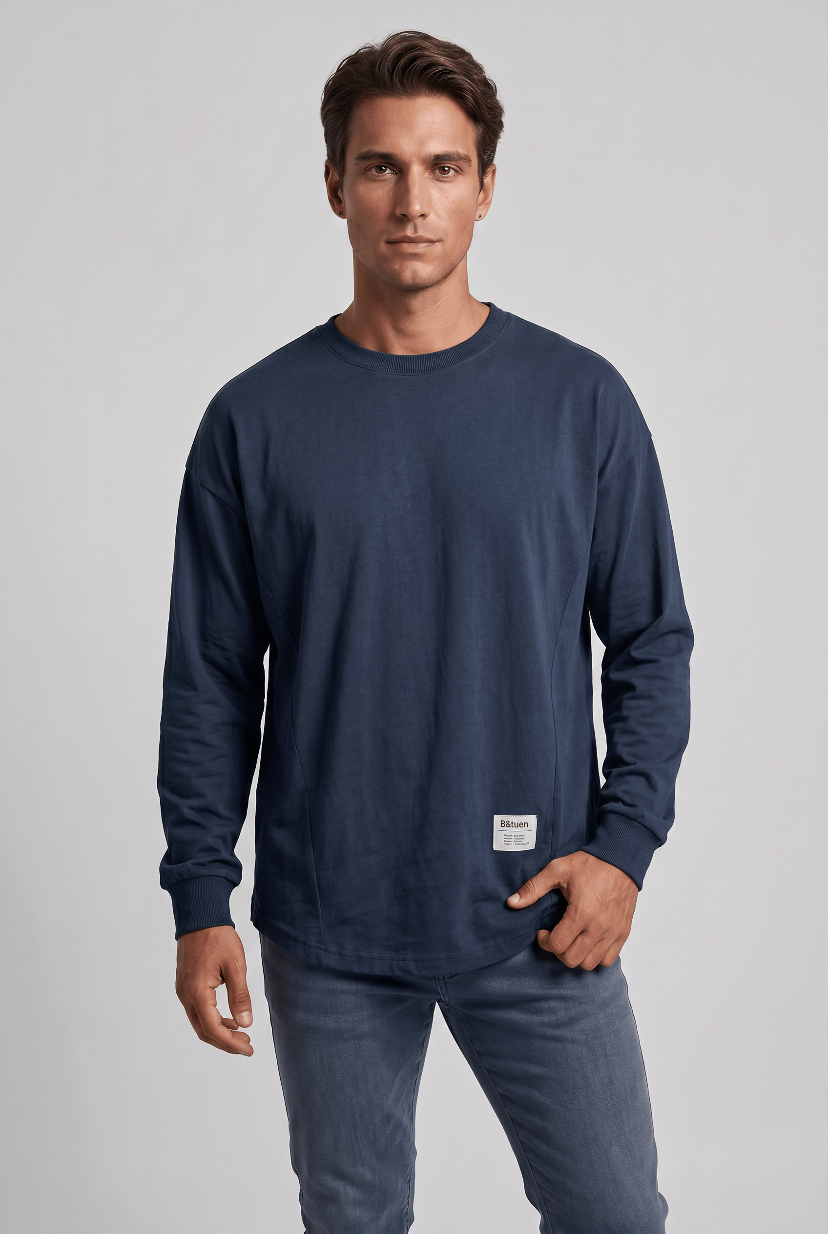 Men's Round Neck Long Sleeves Sweatshirt | Drop Shoulder