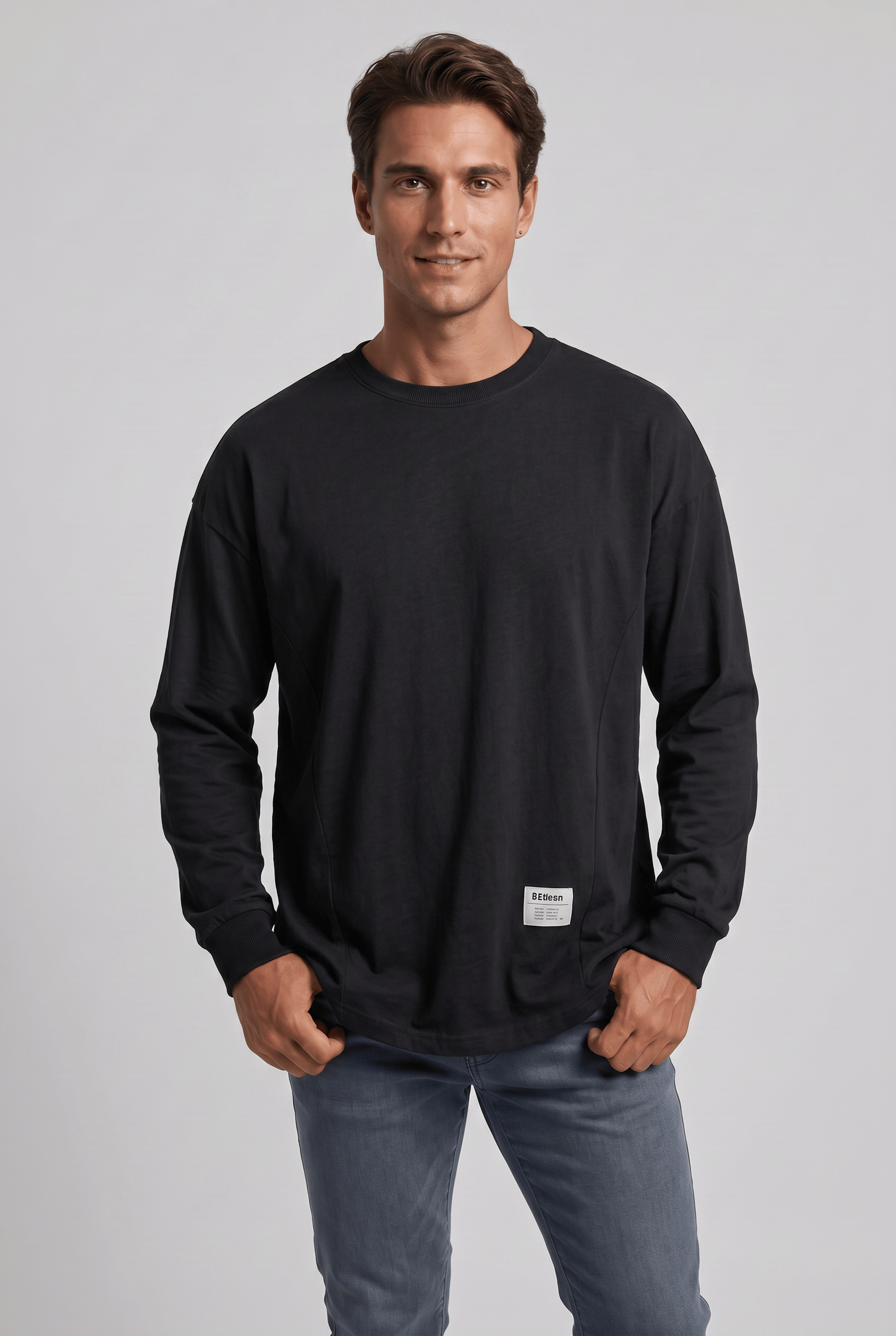 Men's Round Neck Long Sleeves Sweatshirt | Drop Shoulder