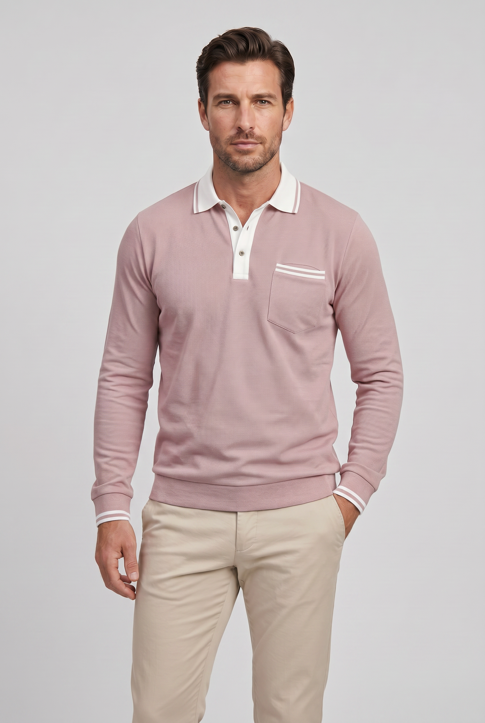 Men’s Collared Long Sleeve Polo Shirt | Slim Fit