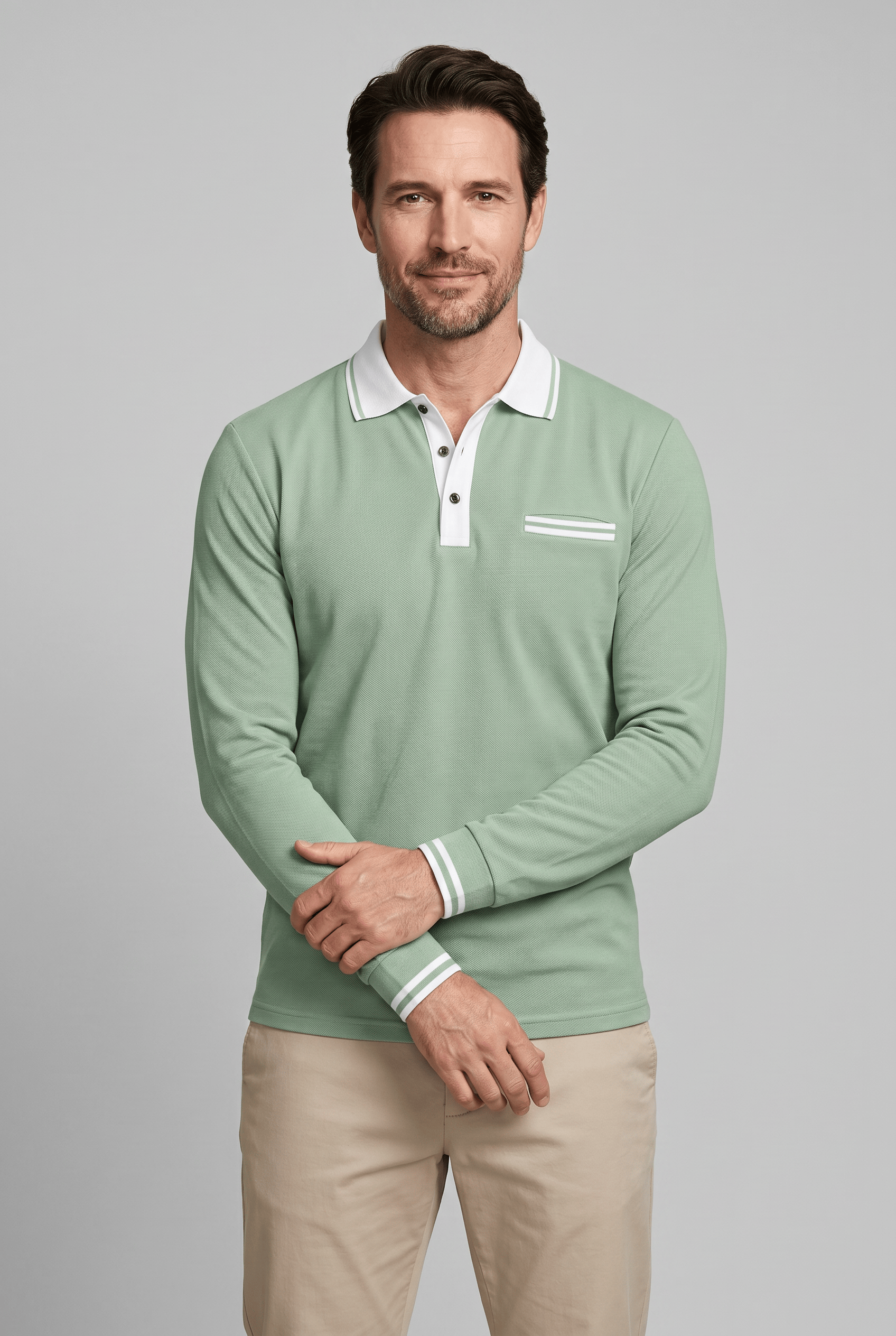 Men’s Collared Long Sleeve Polo Shirt | Slim Fit
