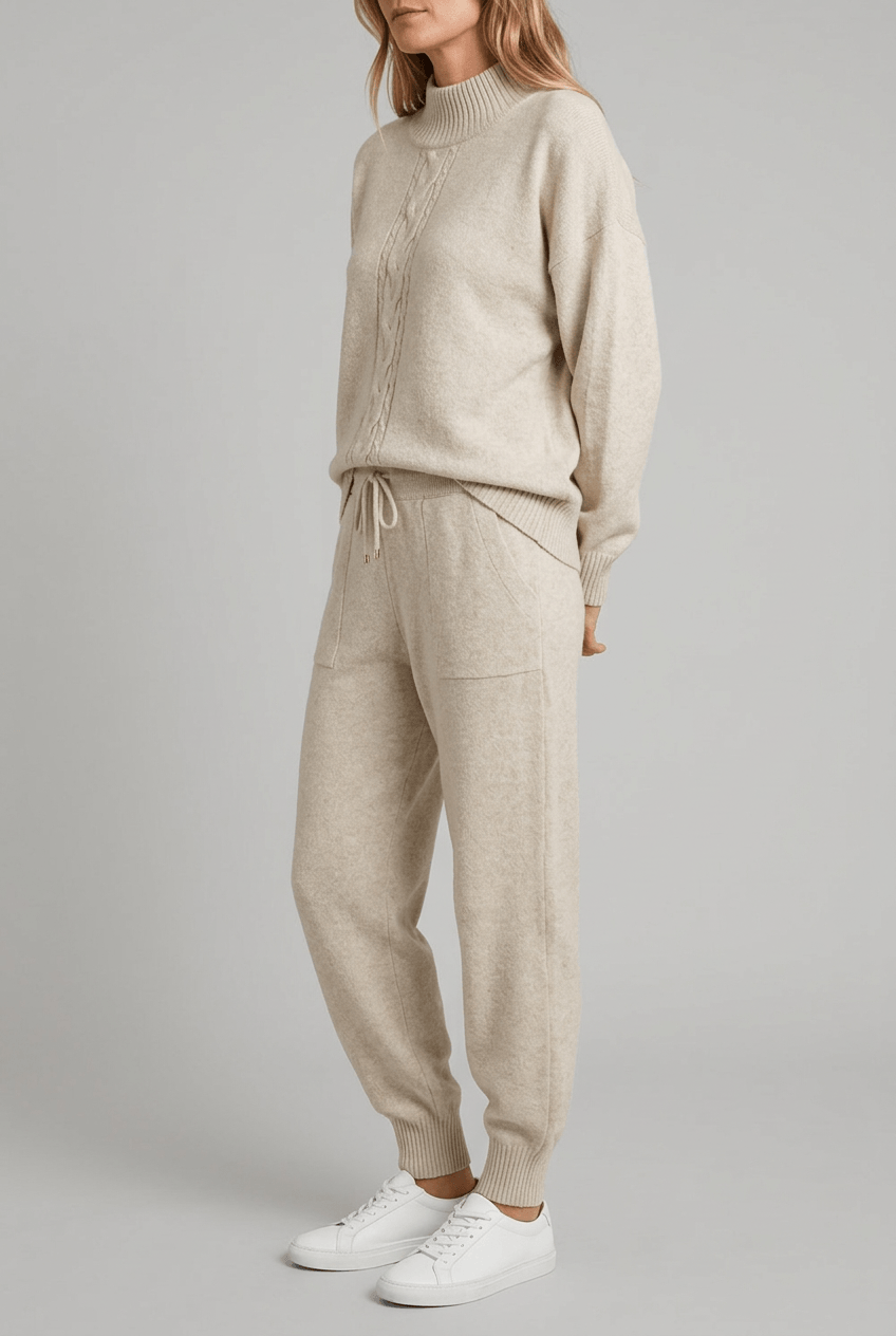 Women's Knitted Loungewear Set | Cable Knit Jumper