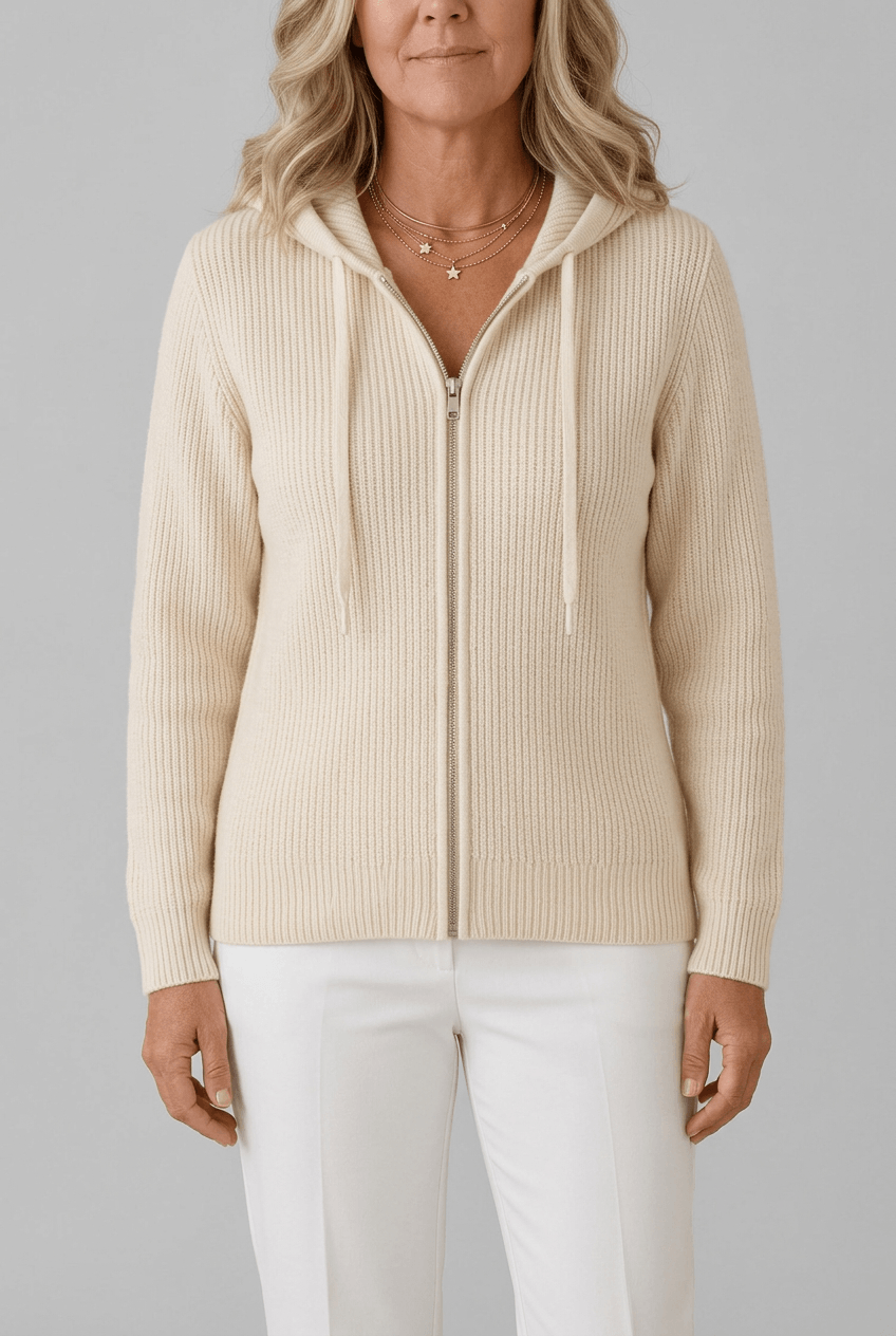 Women's Hooded Cardigan | Ribbed Knit & Full Zip