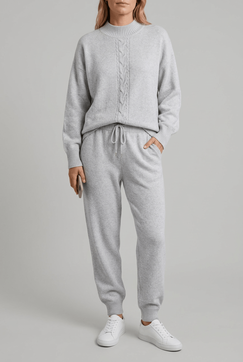 Women's Knitted Loungewear Set | Cable Knit Jumper