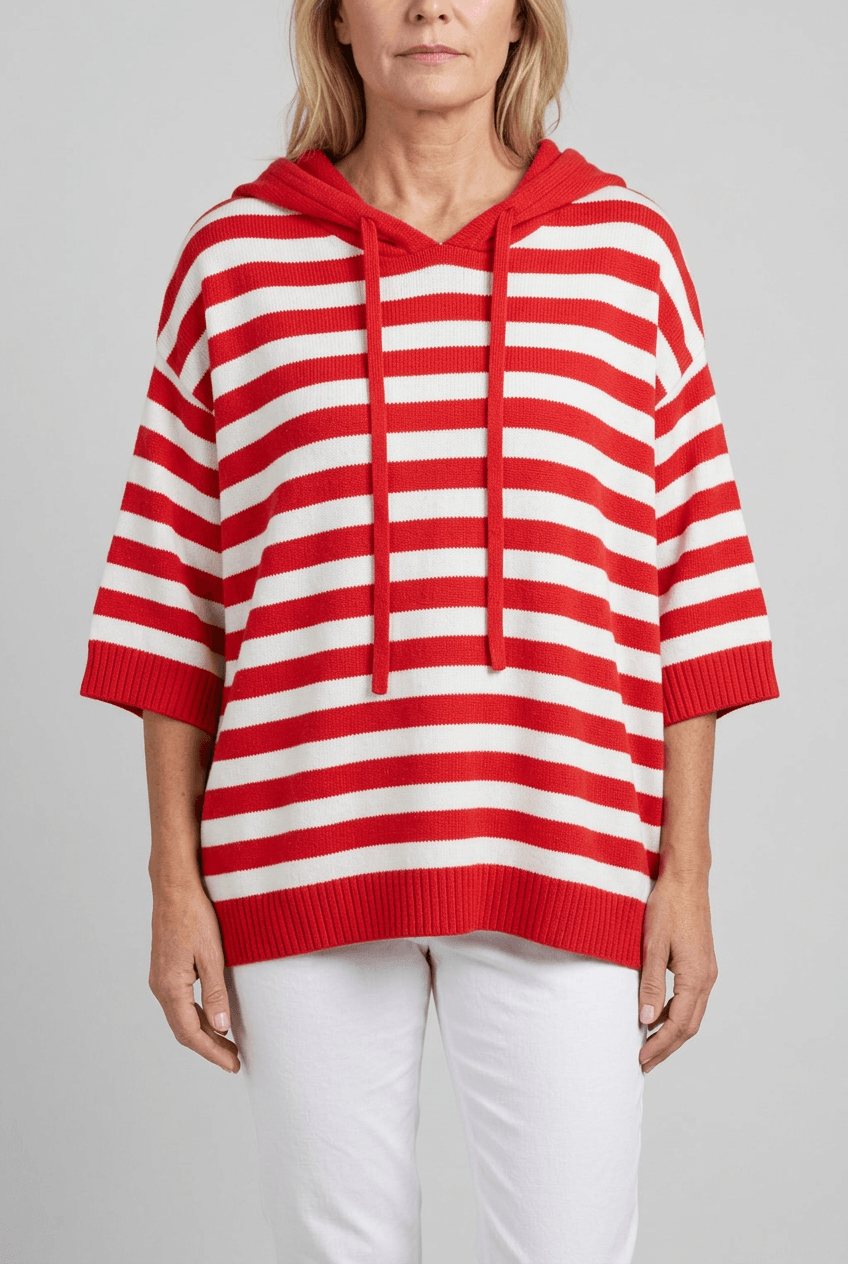 Oversized Hooded Women's Jumper | Striped Pattern