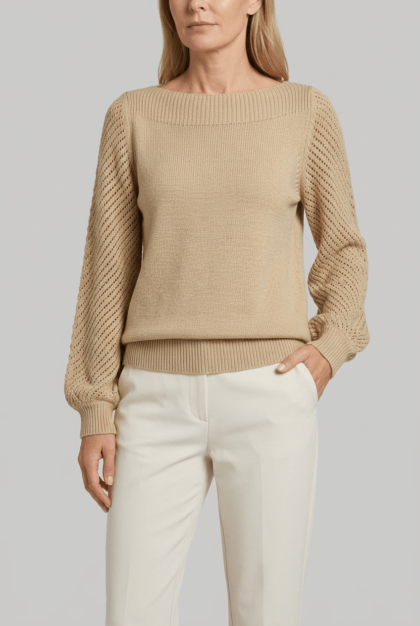 Women's Open Knit Jumper | Crochet Sleeves
