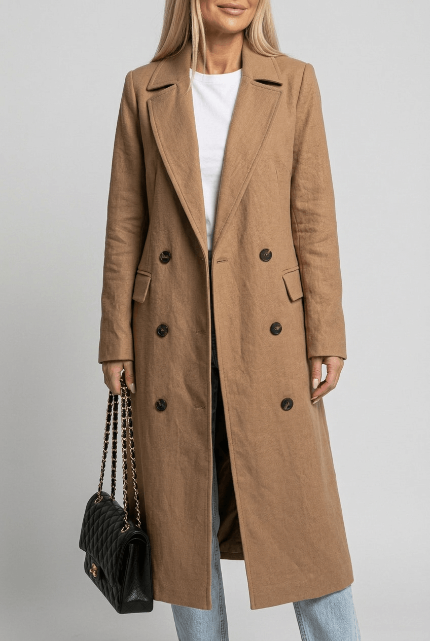 Women's Belted Trench Coat | Button Front & Flap Pockets