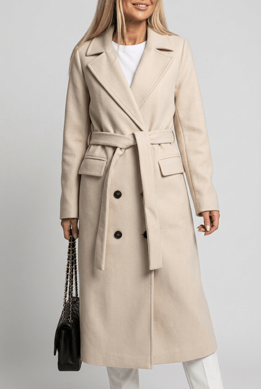 Women's Belted Trench Coat | Button Front & Flap Pockets