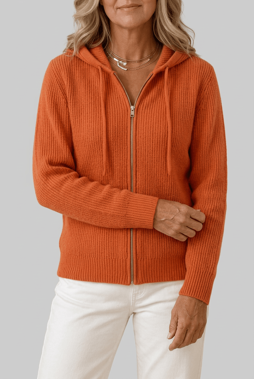 Women's Hooded Cardigan | Ribbed Knit & Full Zip