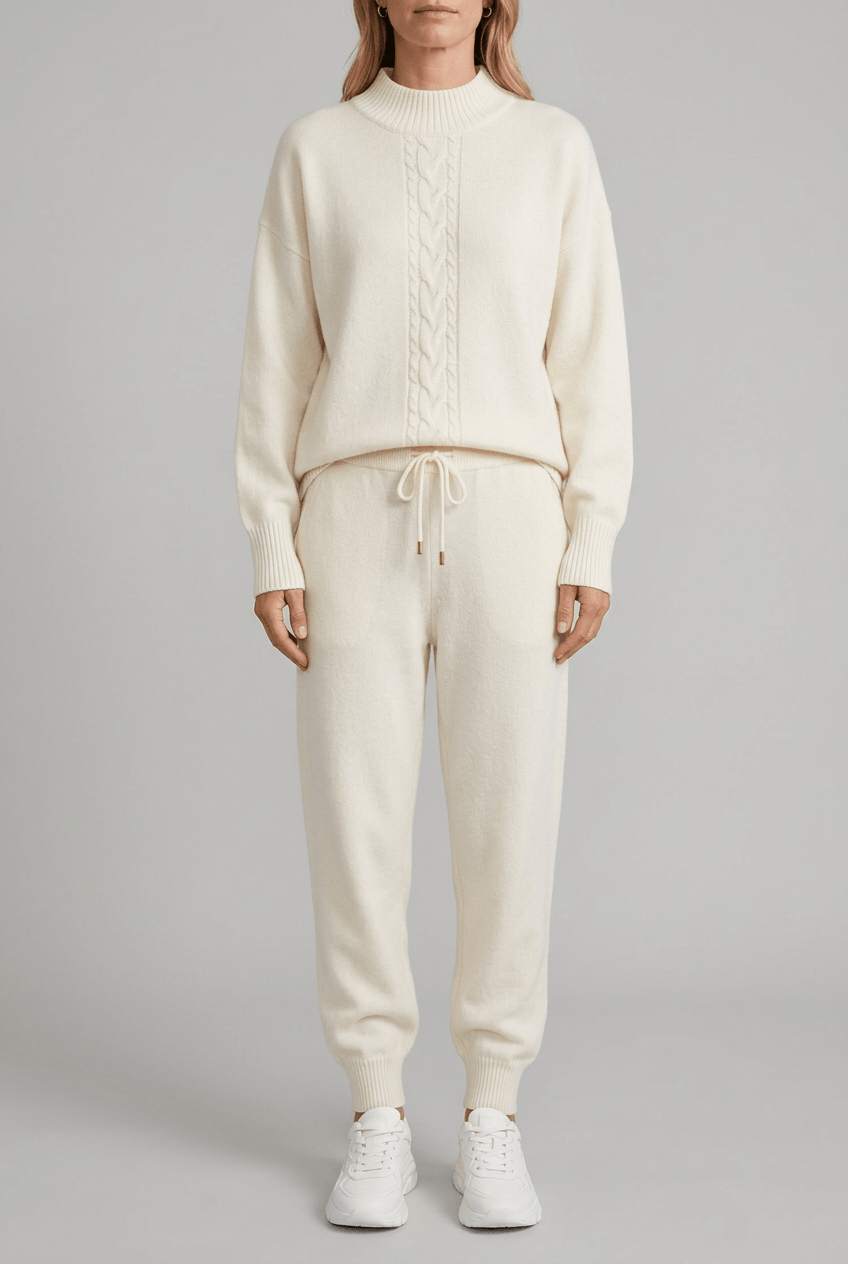 Women's Knitted Loungewear Set | Cable Knit Jumper