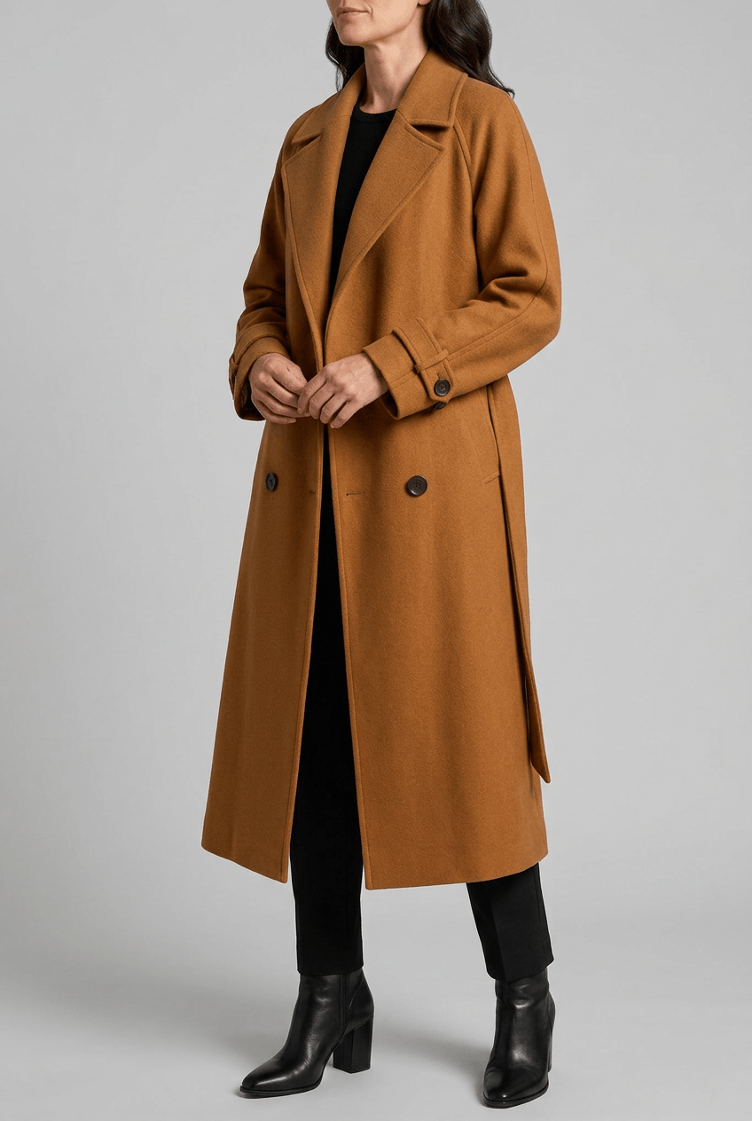 Women's Belted Trench Coat | Double-Breasted Button Front