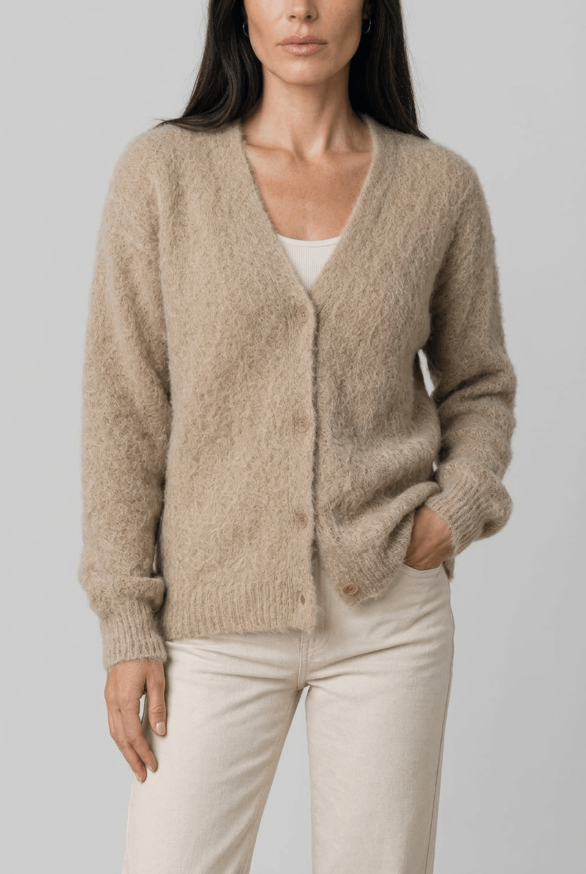 Women's Oversized Cardigan | Fluffy Knit & Button Front