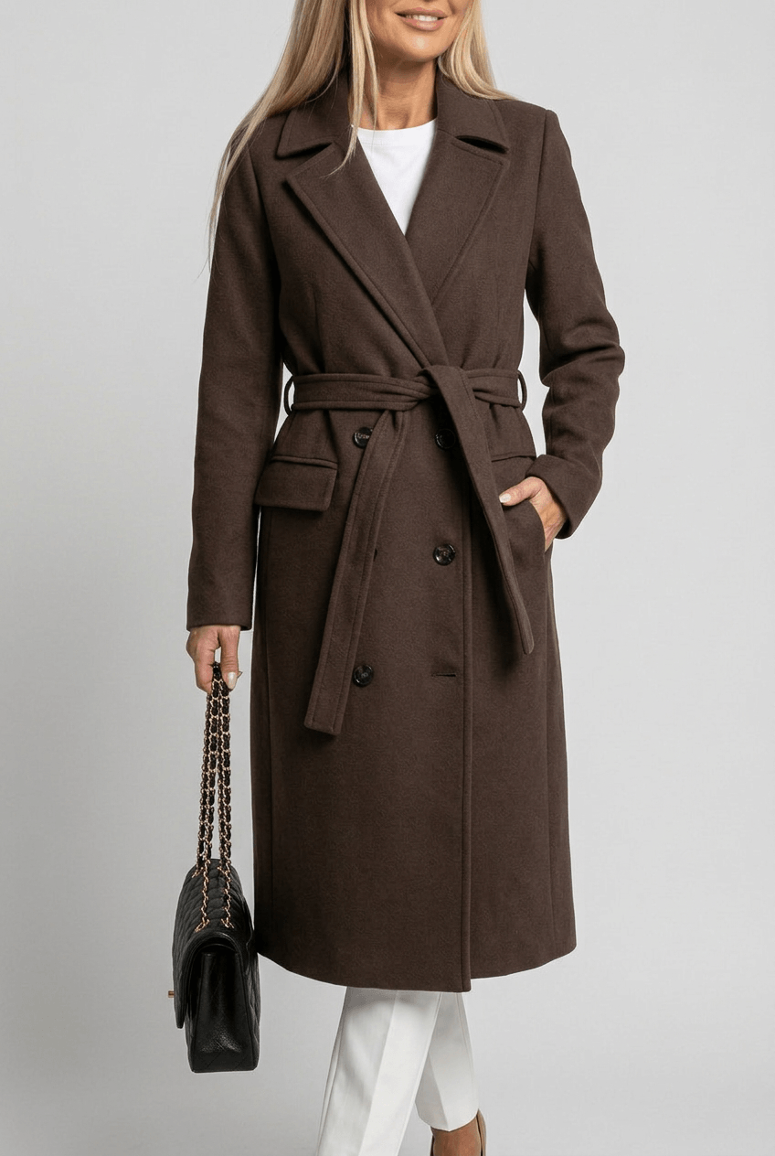 Women's Belted Trench Coat | Button Front & Flap Pockets