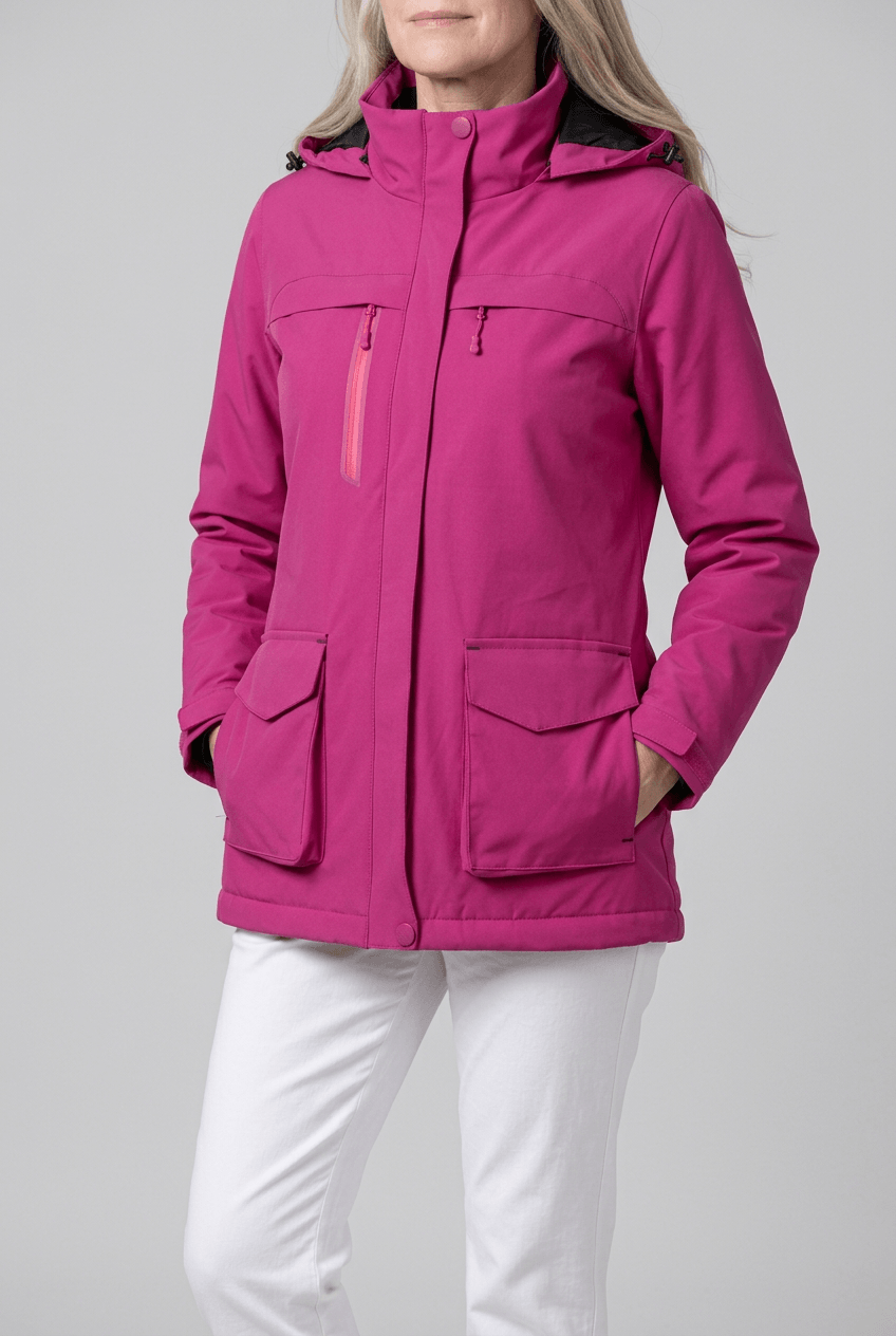 Women's Full Zip Winter Jacket | Detachable Hood