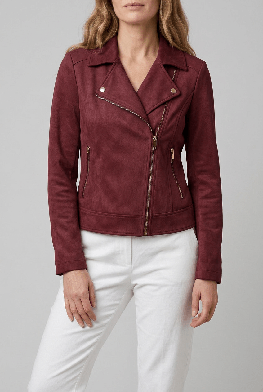 Women's Cropped Biker Jacket | Asymmetric Zip