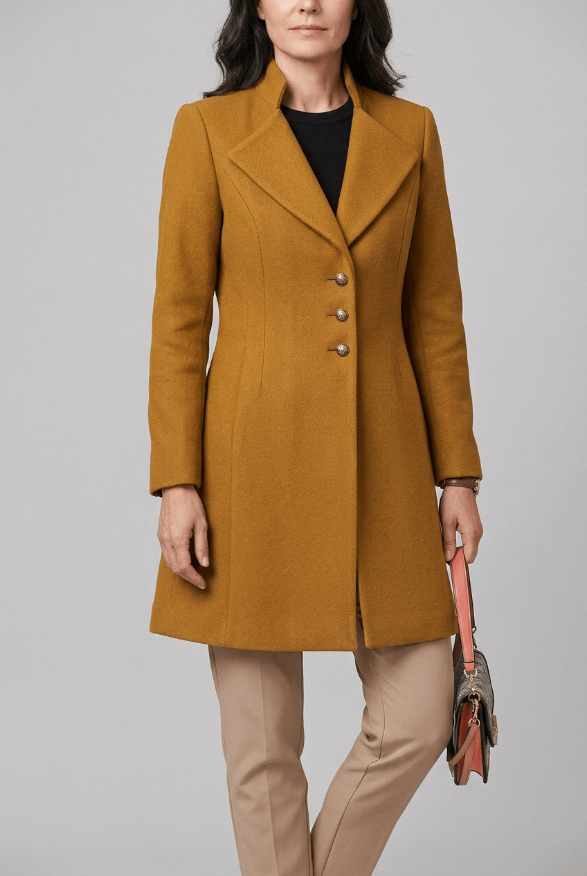 Women's Tailored Coat | Lapel Collar & Button Front