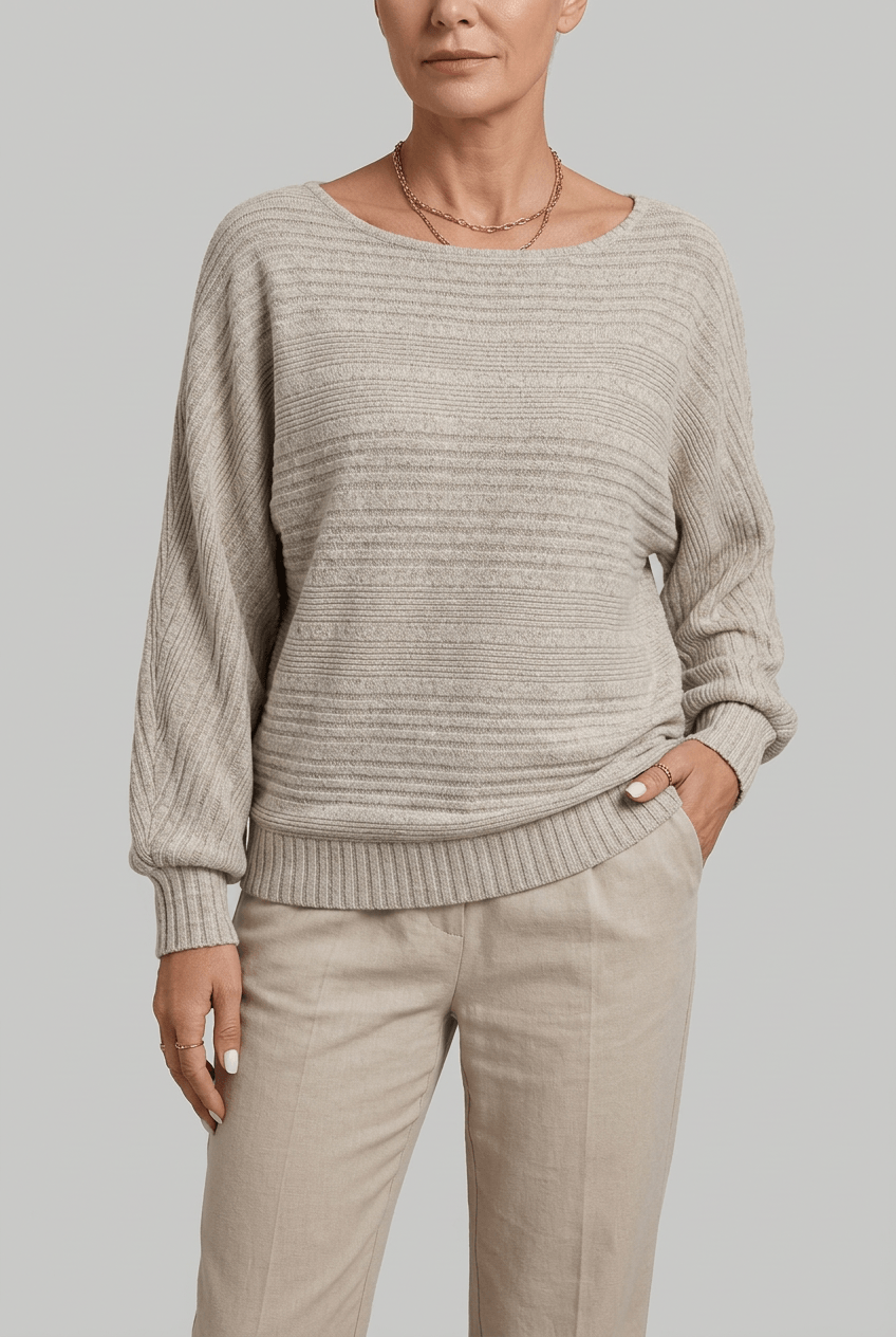 Women's Jumper | Striped Boat Neck & Ribbed Cuffs