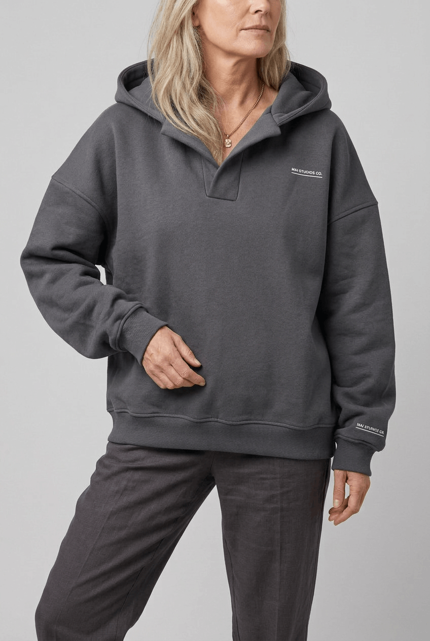 Women's Hooded Jumper | Ribbed Cuffs & Logo Print