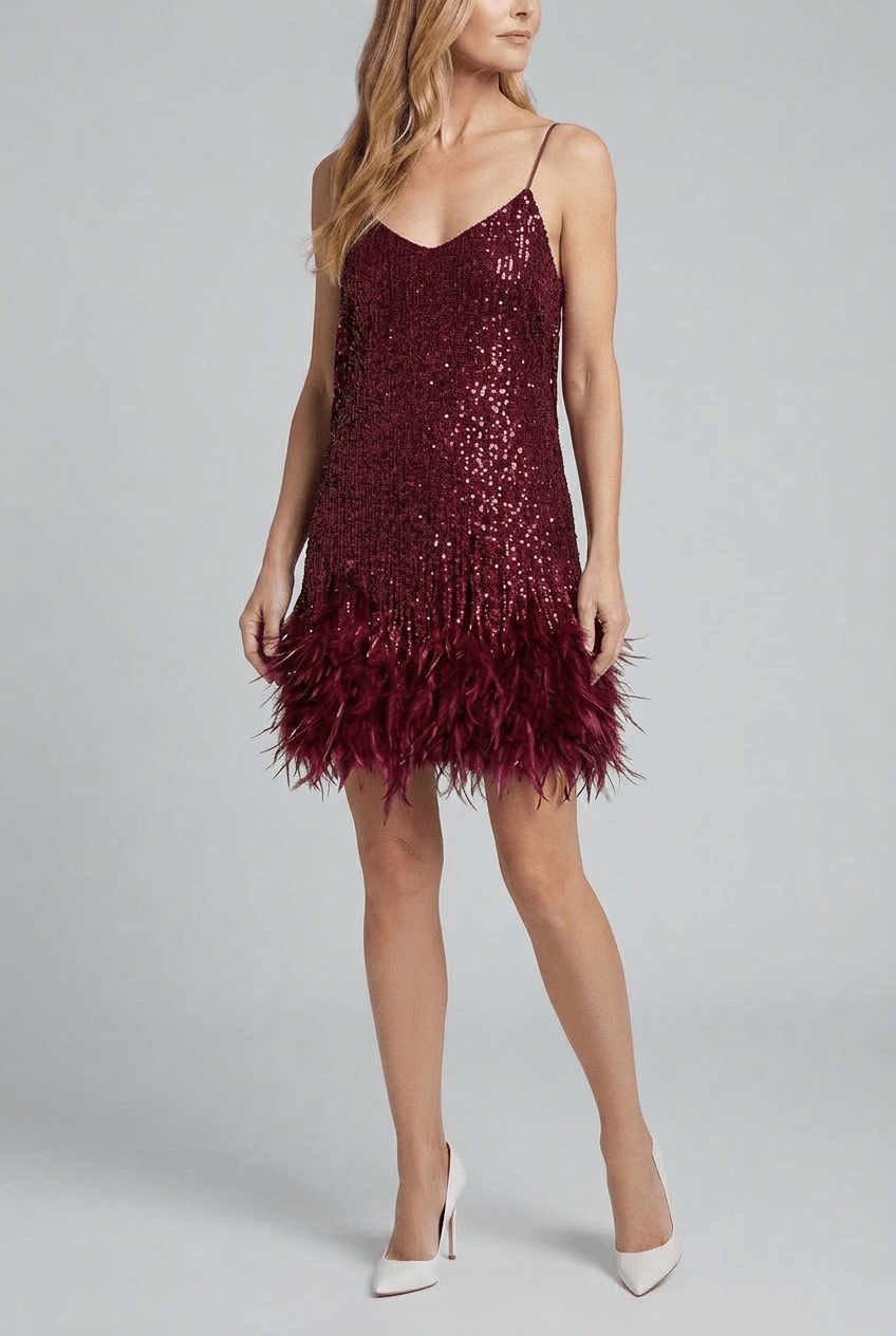 Women's Fringe Cocktail Dress | Feather Hem & Flapper
