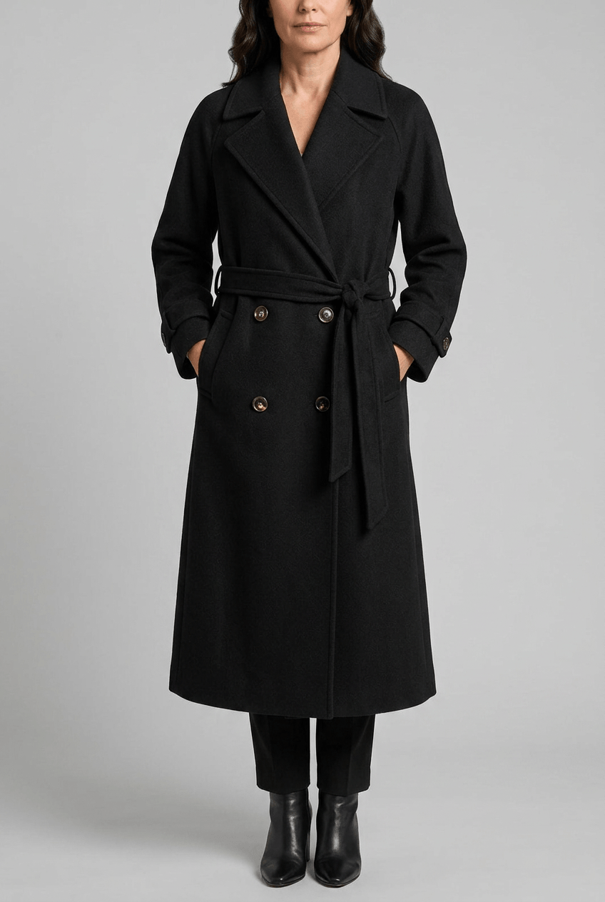 Women's Belted Trench Coat | Double-Breasted Button Front