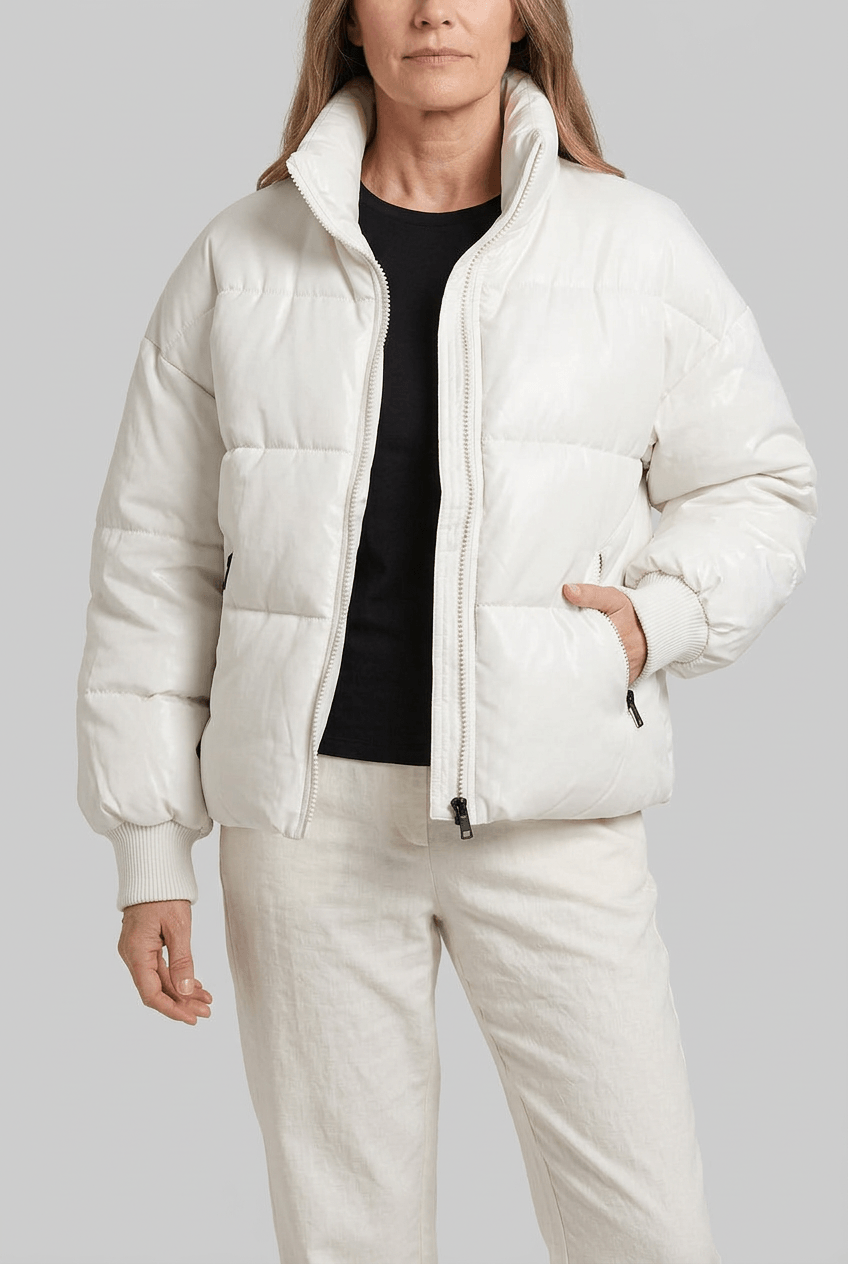 Women's Quilted Puffer Jacket | Cropped Zip Front