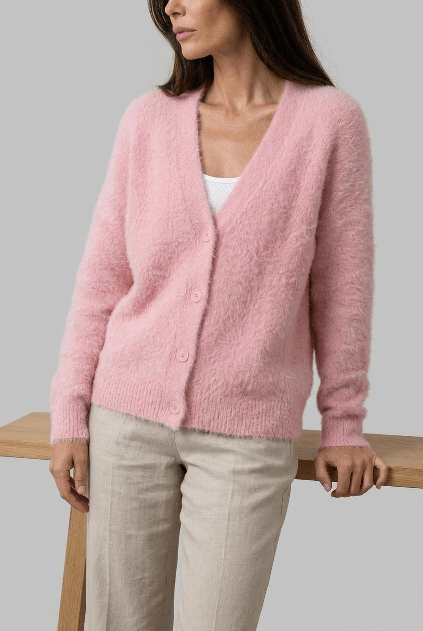 Women's Oversized Cardigan | Fluffy Knit & Button Front
