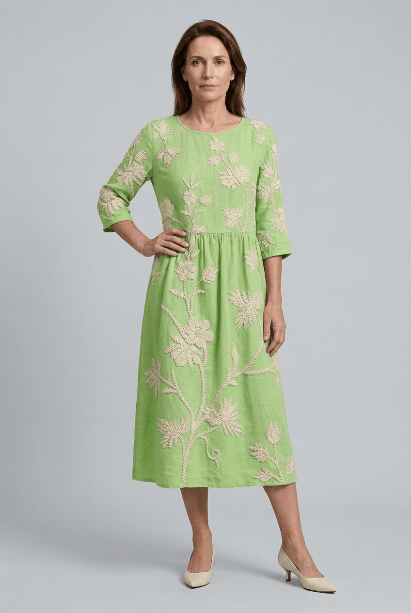 Women's Wedding Guest Dress Midi | Gathered Waist & A-Line Skirt