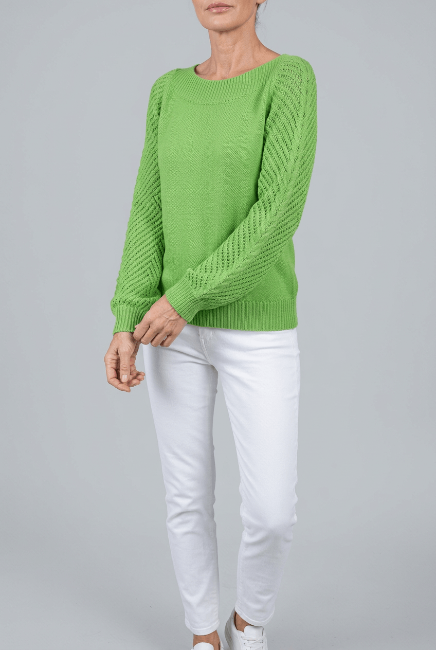 Women's Open Knit Jumper | Crochet Sleeves