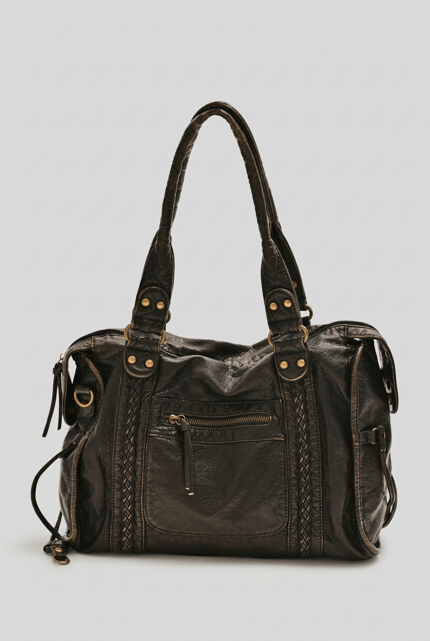 Women's Top Handle Handbag | Braided Trim