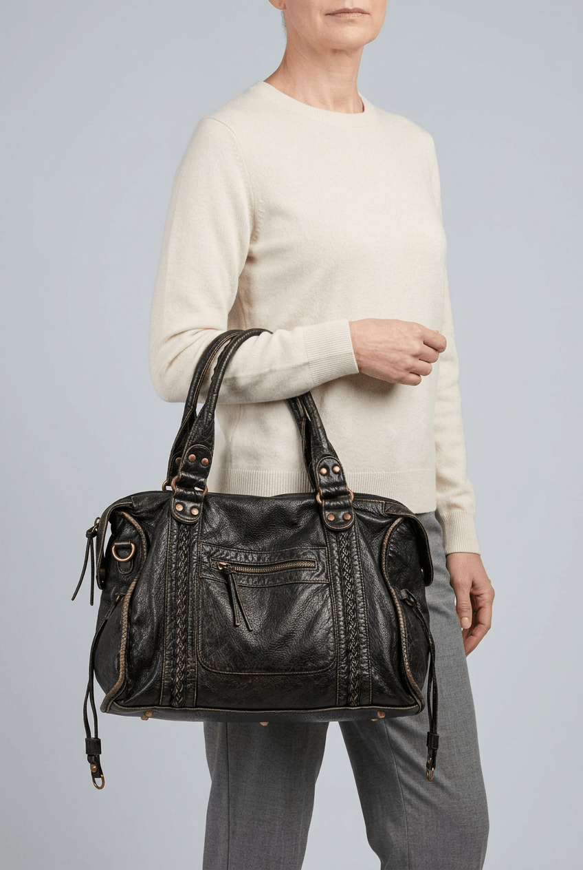 Women's Top Handle Handbag | Braided Trim