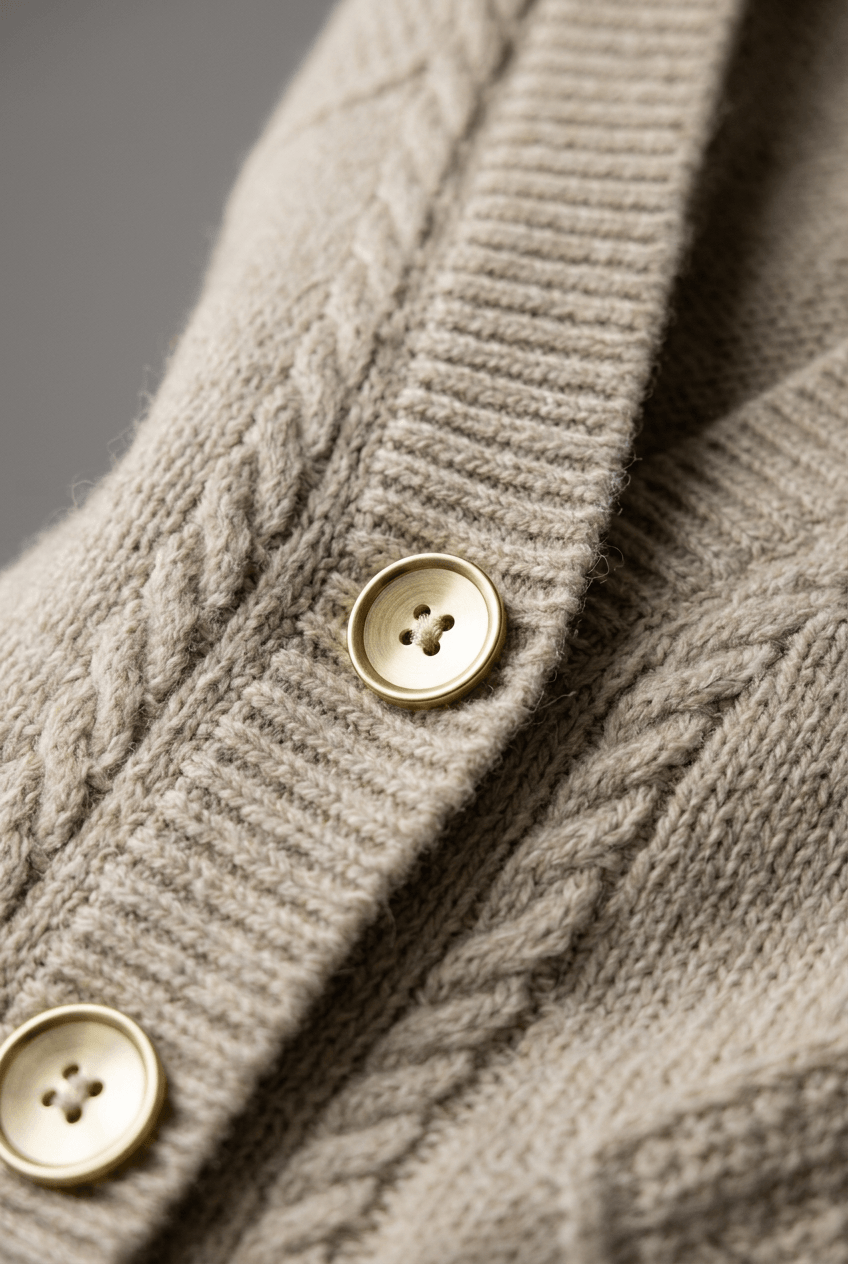 Woman's V-Neck Button-Front Cardigan | Cable Knit