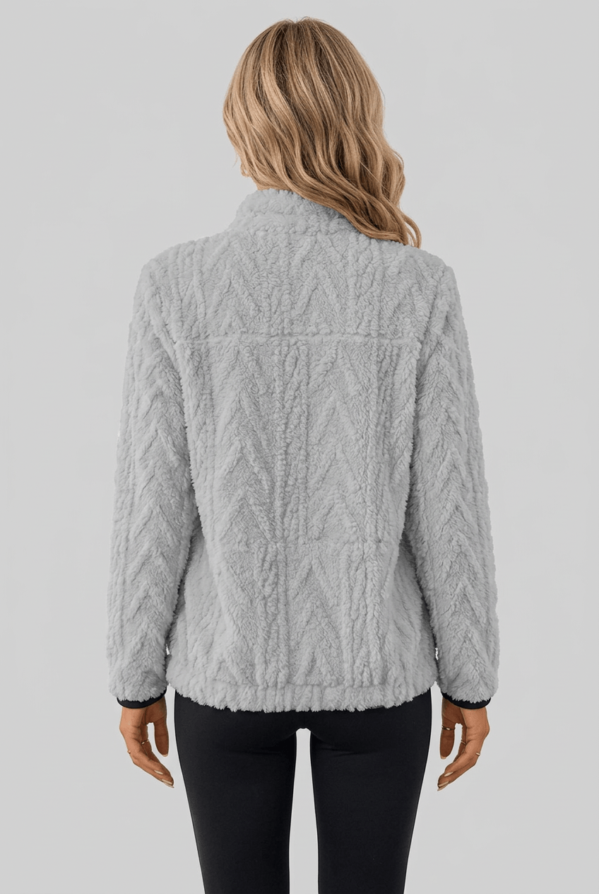 Women's Half Zip Fleece Jumper | Textured Fuzzy Kangaroo Pocket