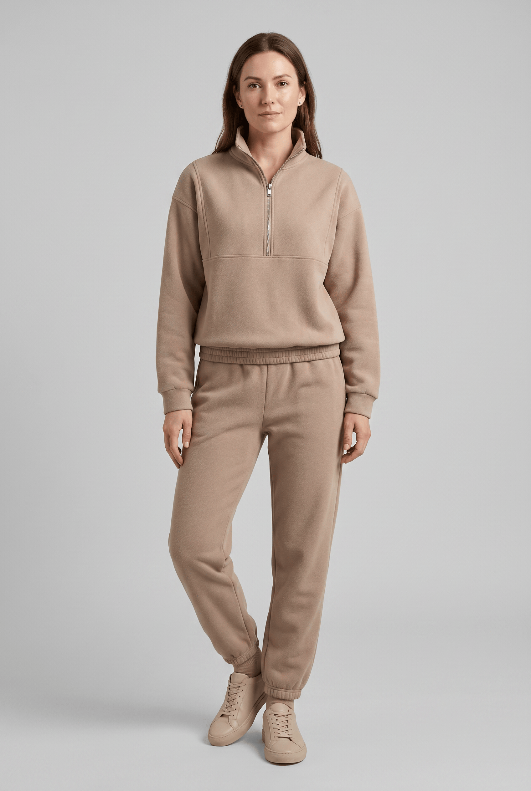 Women’s Stand Collar Zip Up Tracksuit Set | Ribbed Cuff