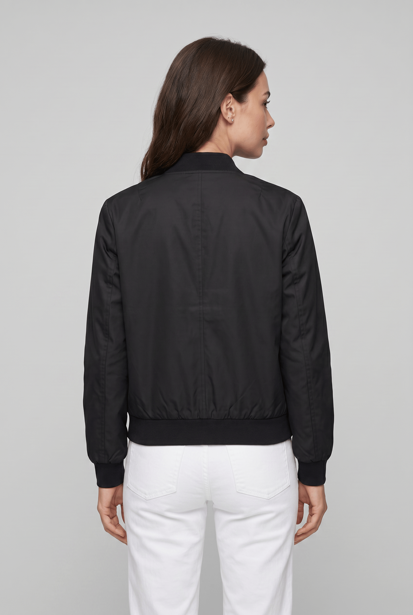 Women's Stand Collar Long Sleeves Casual Bomber Jacket | Zip Up