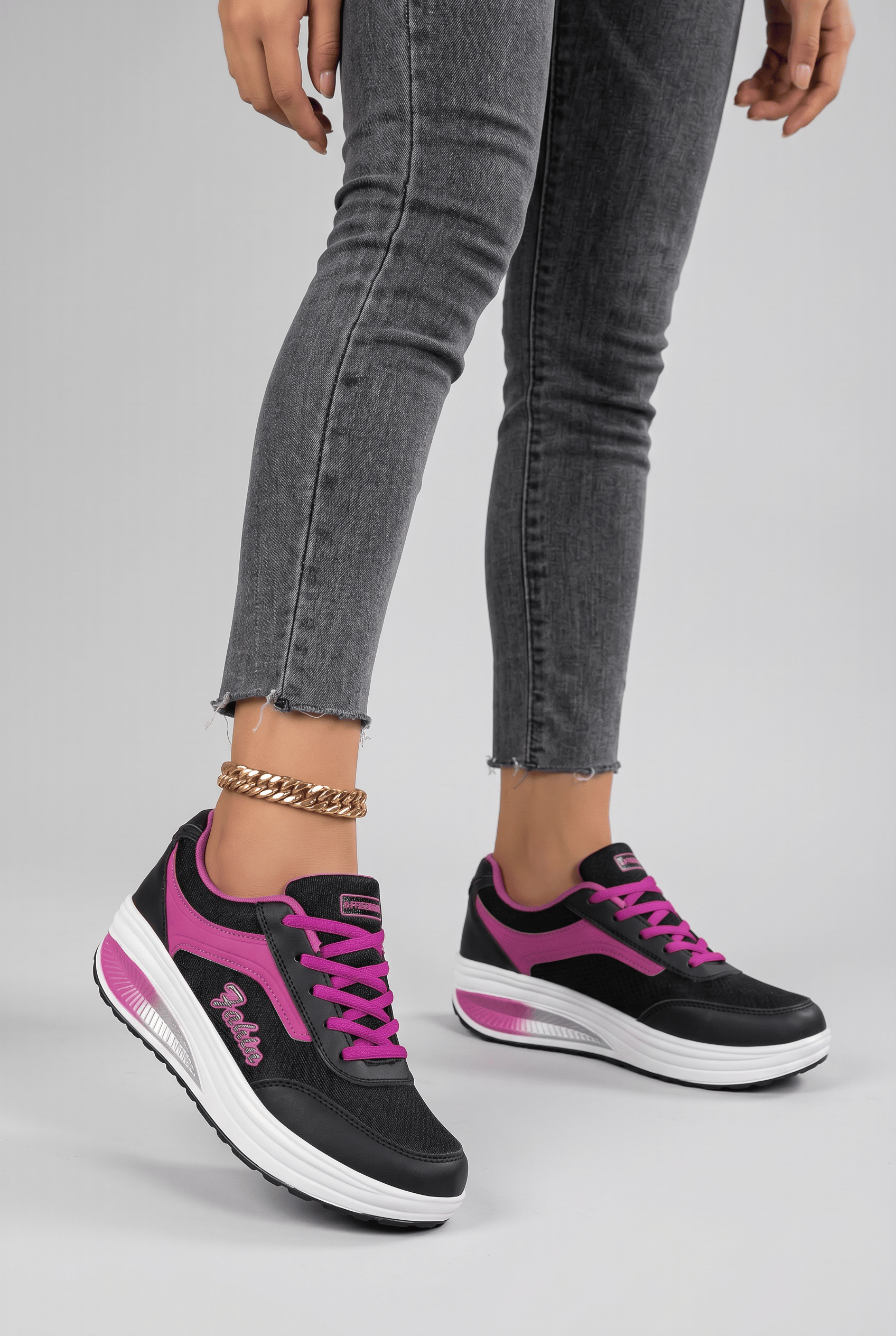 Women's Lace-Up Casual Platform Trainers | Round Toe