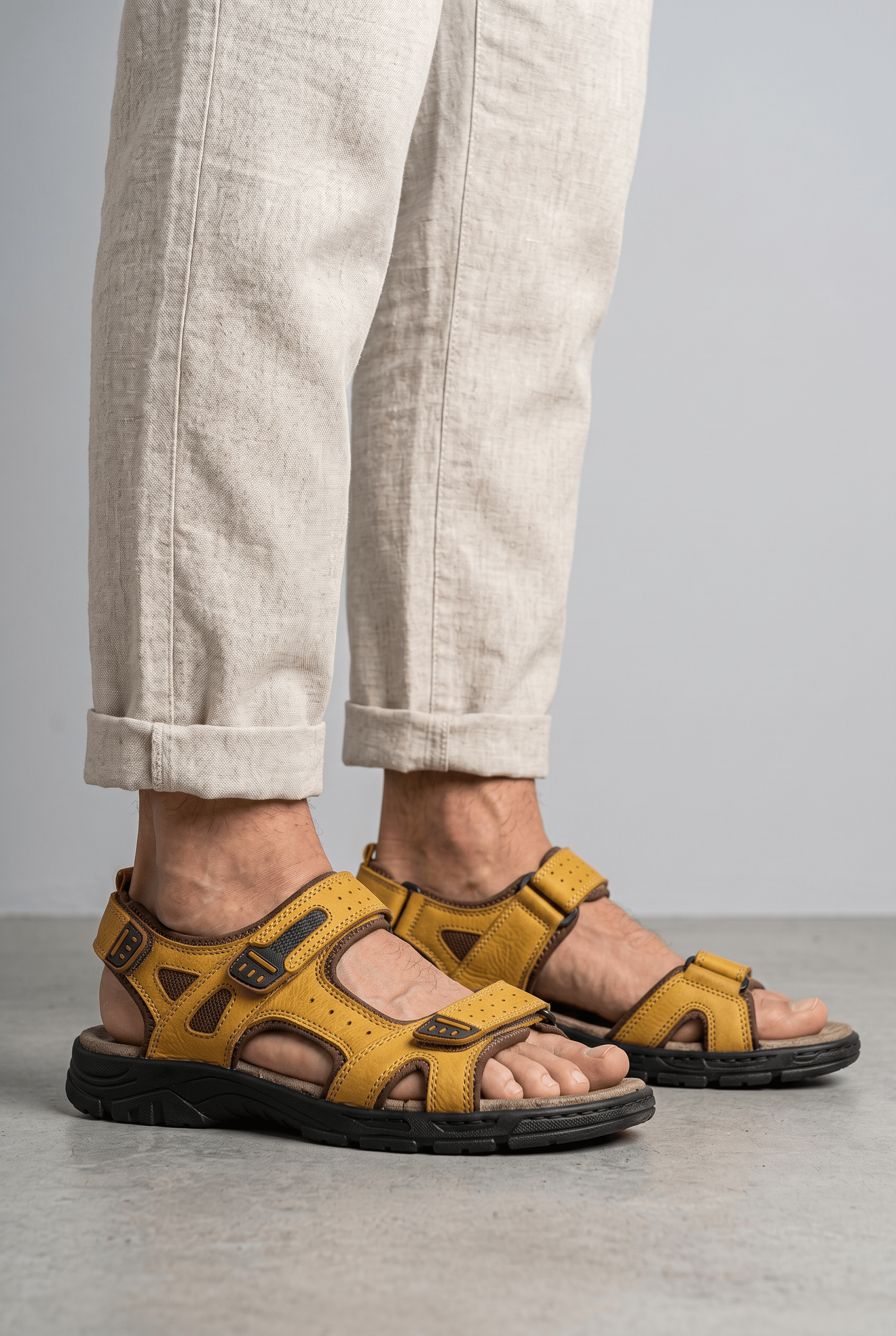 Men's Outdoor Double Velcro Casual Sandals | Open Toe