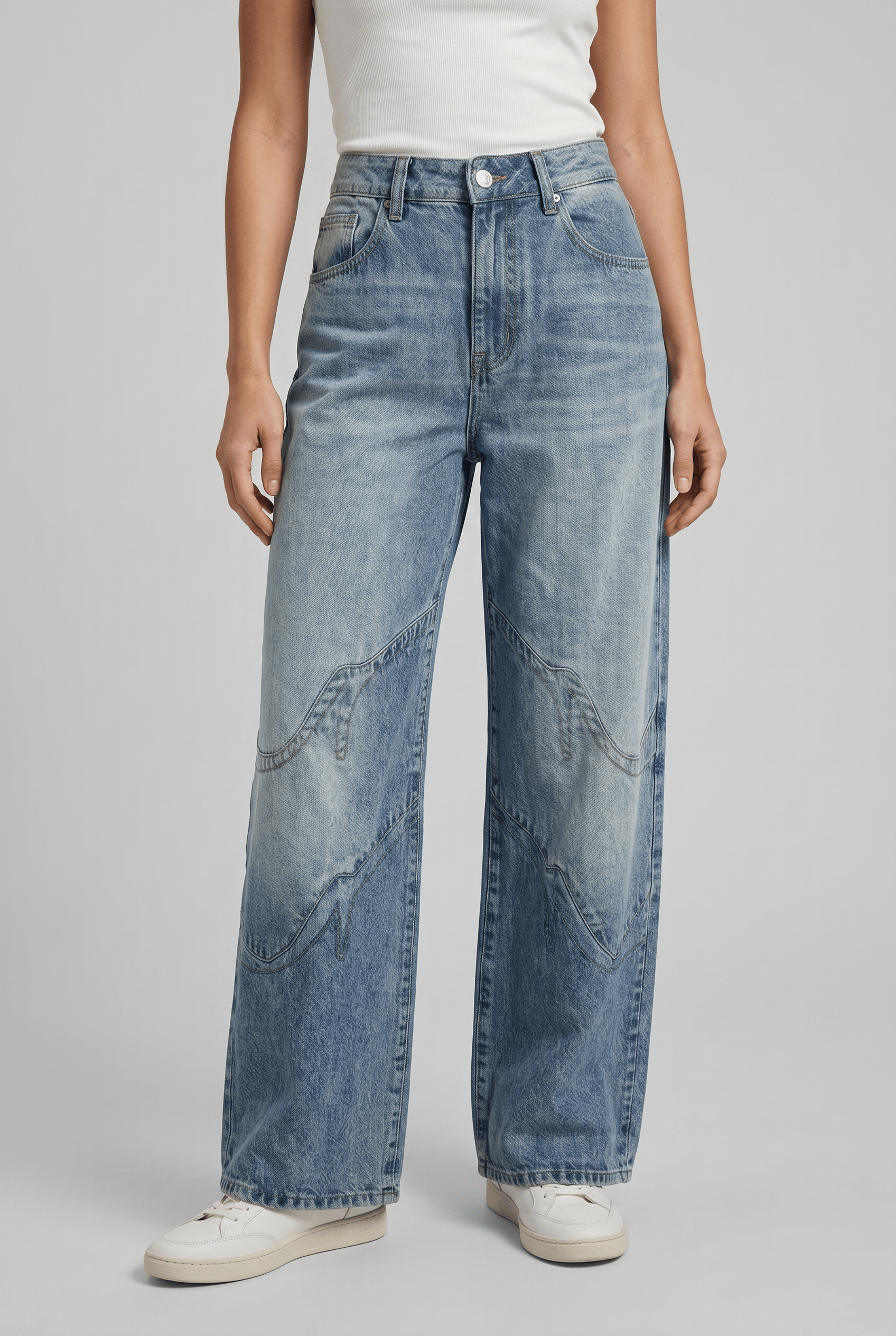 Women’s Wide Leg Relaxed High Waist Blue Jeans | Casual