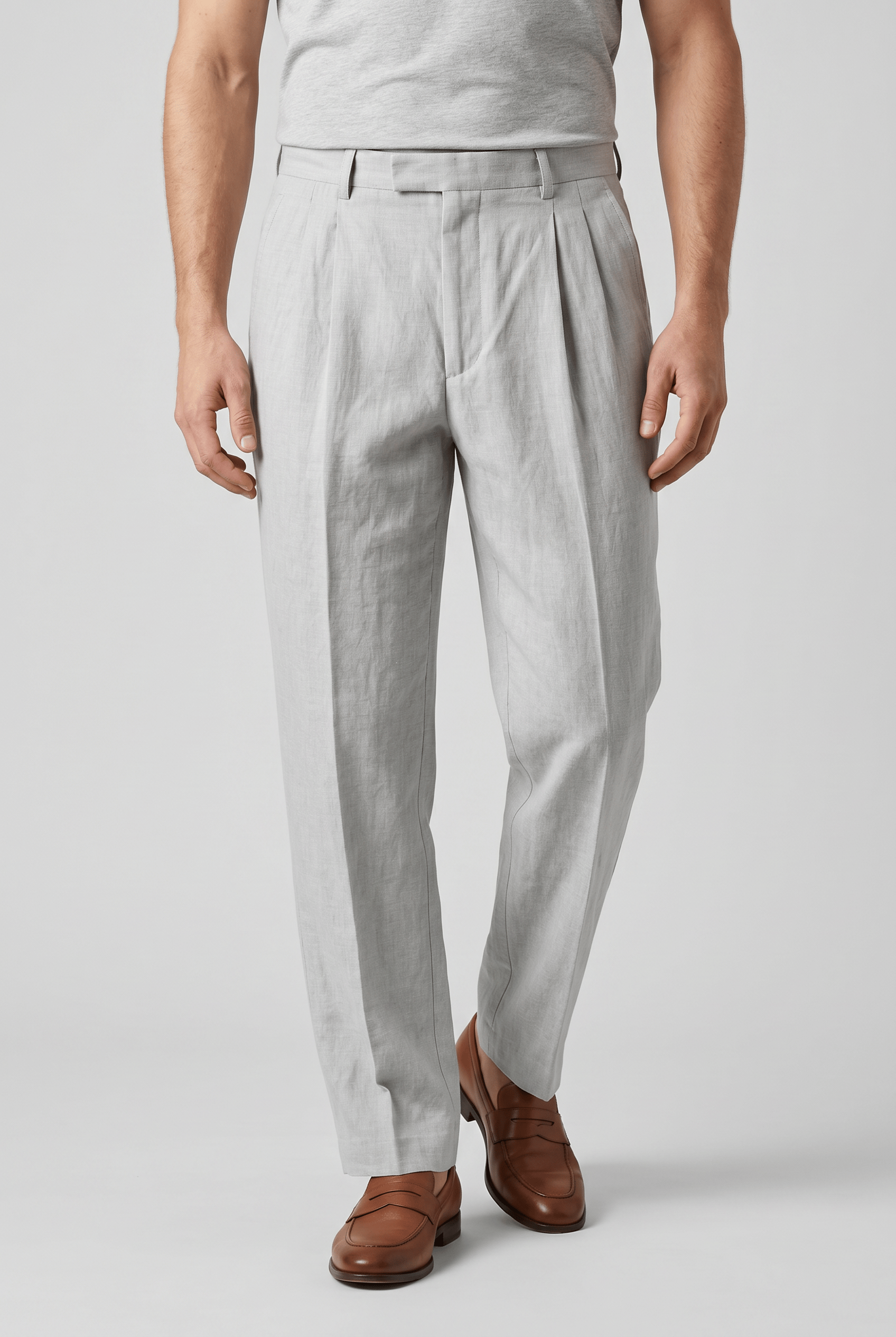 Men's Pleated Straight Leg Trousers | Modern