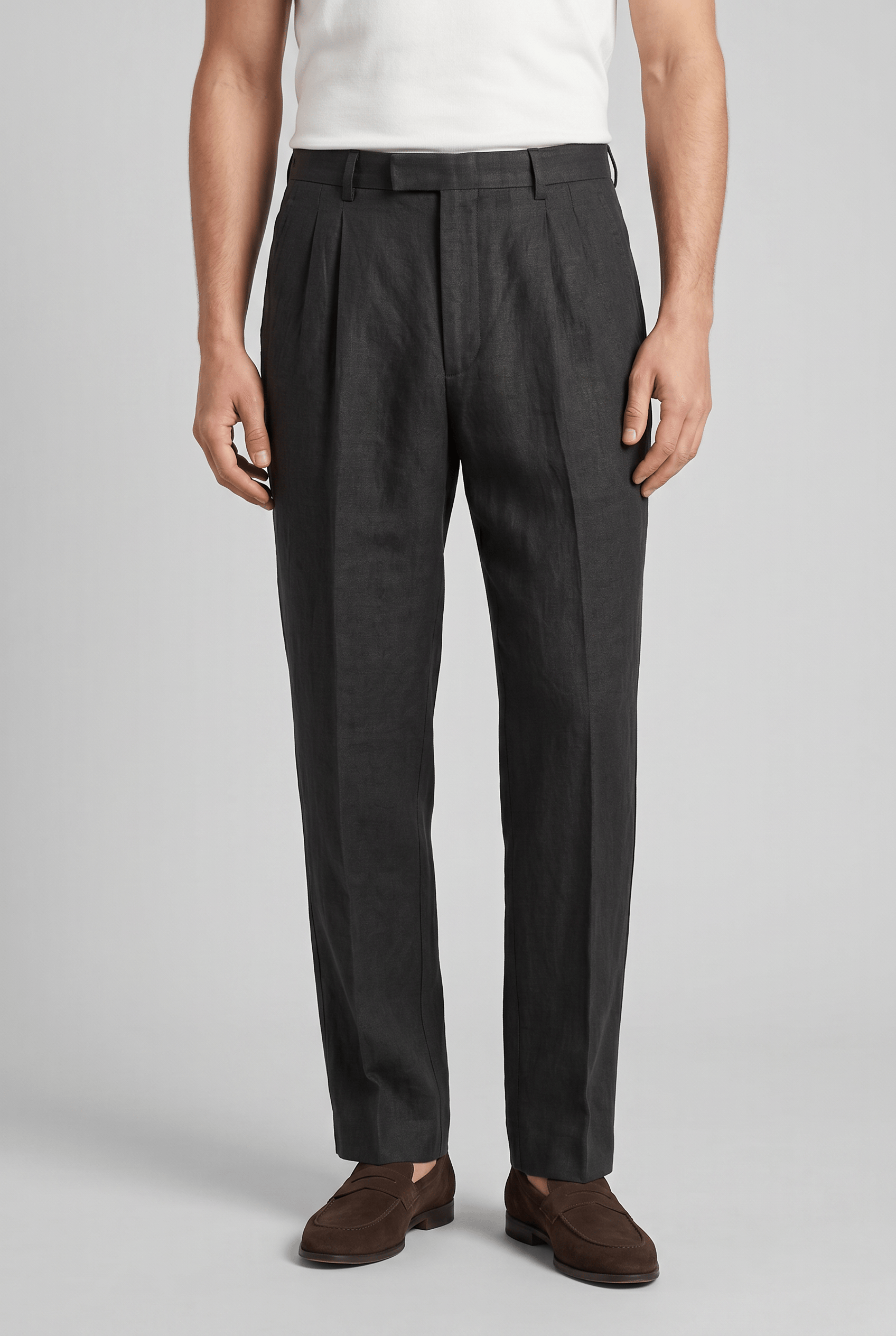 Men's Pleated Straight Leg Trousers | Modern
