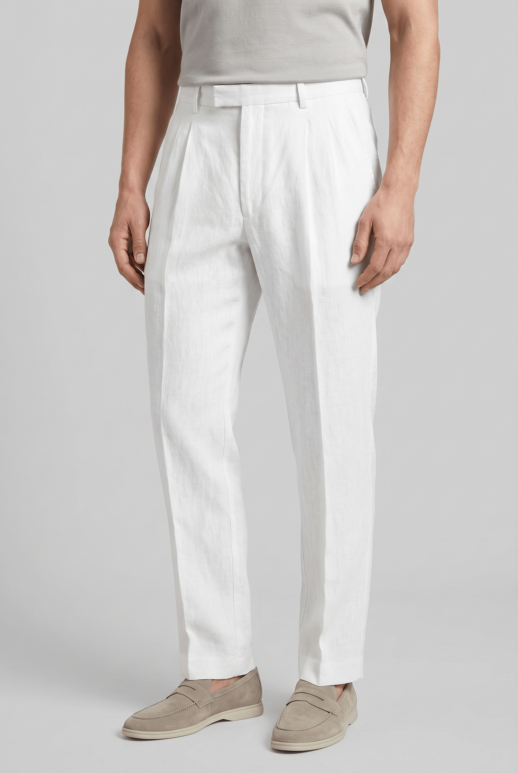 Men's Pleated Straight Leg Trousers | Modern
