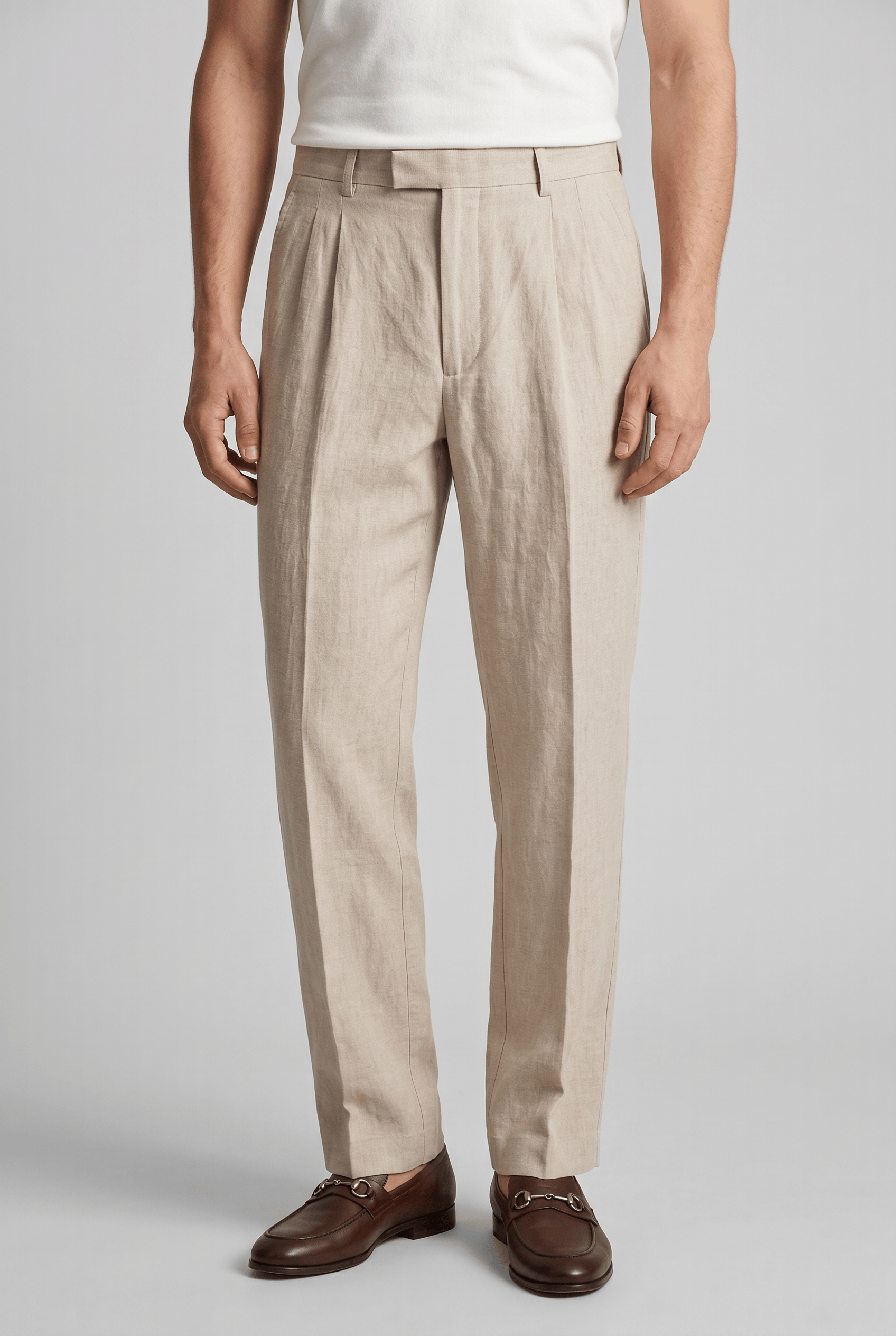 Men's Pleated Straight Leg Trousers | Modern