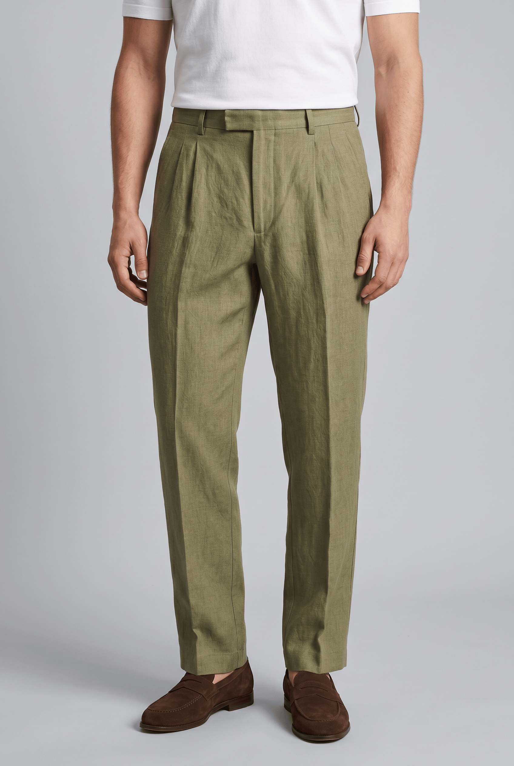 Men's Pleated Straight Leg Trousers | Modern
