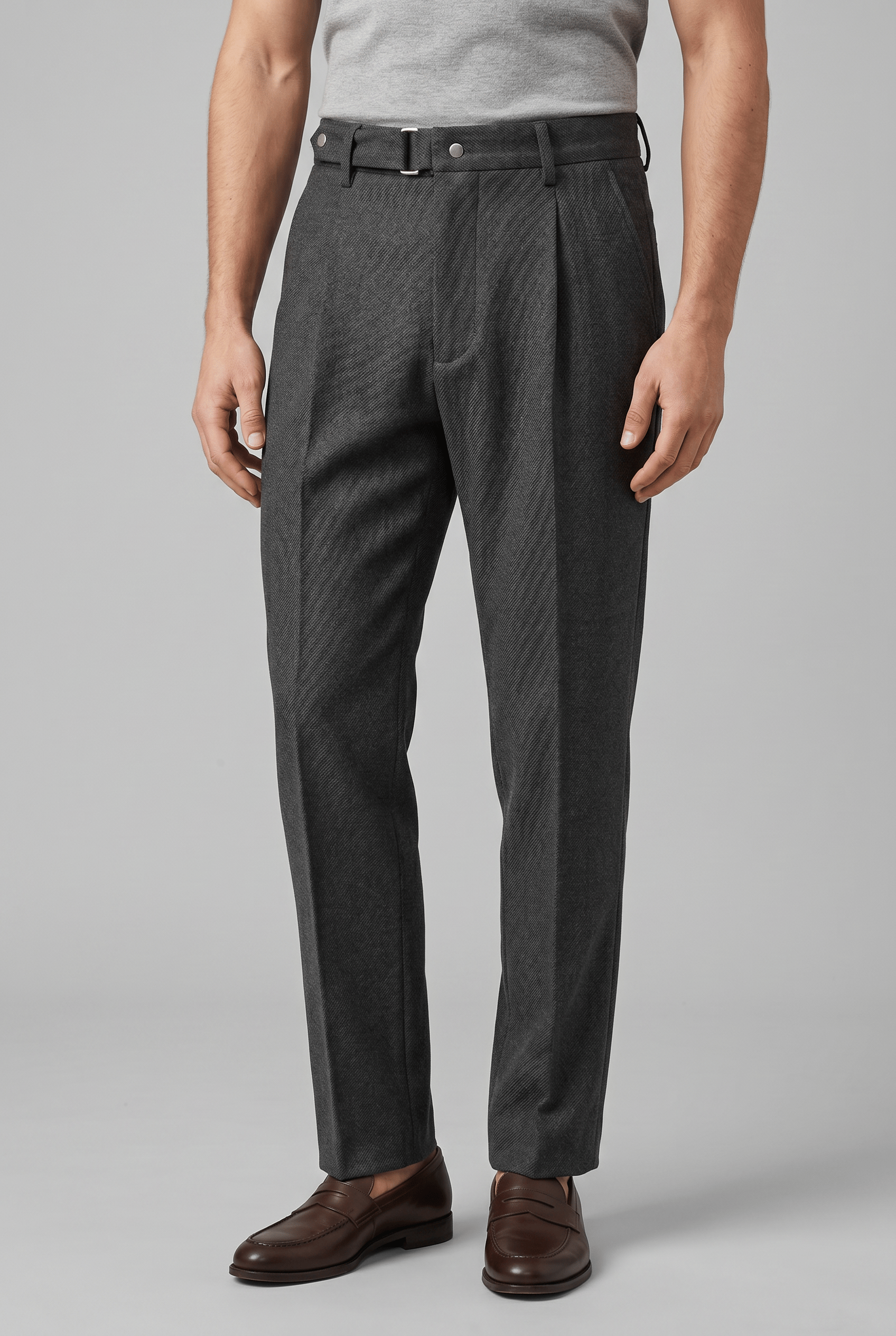 Men's Slim Fit Pleated Modern Trousers | Casual