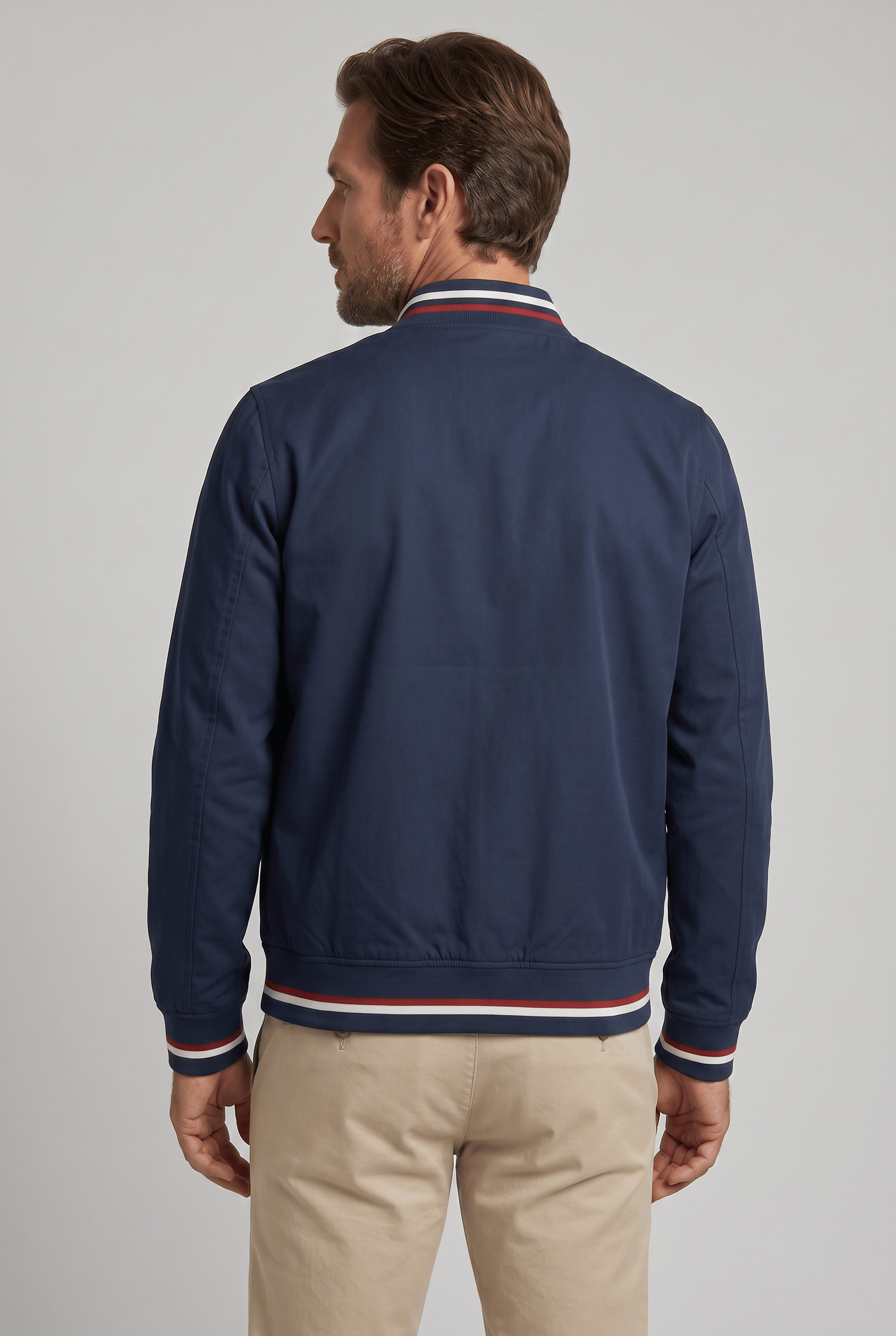 Men’s Classic Bomber Ribbed Trim Jacket | Zip-Up