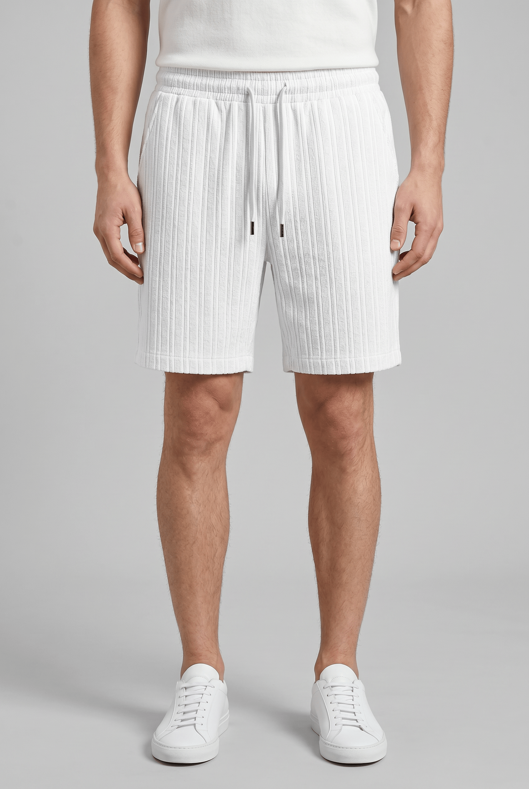 Men’s Ribbed Knit Striped Shorts | Drawstring
