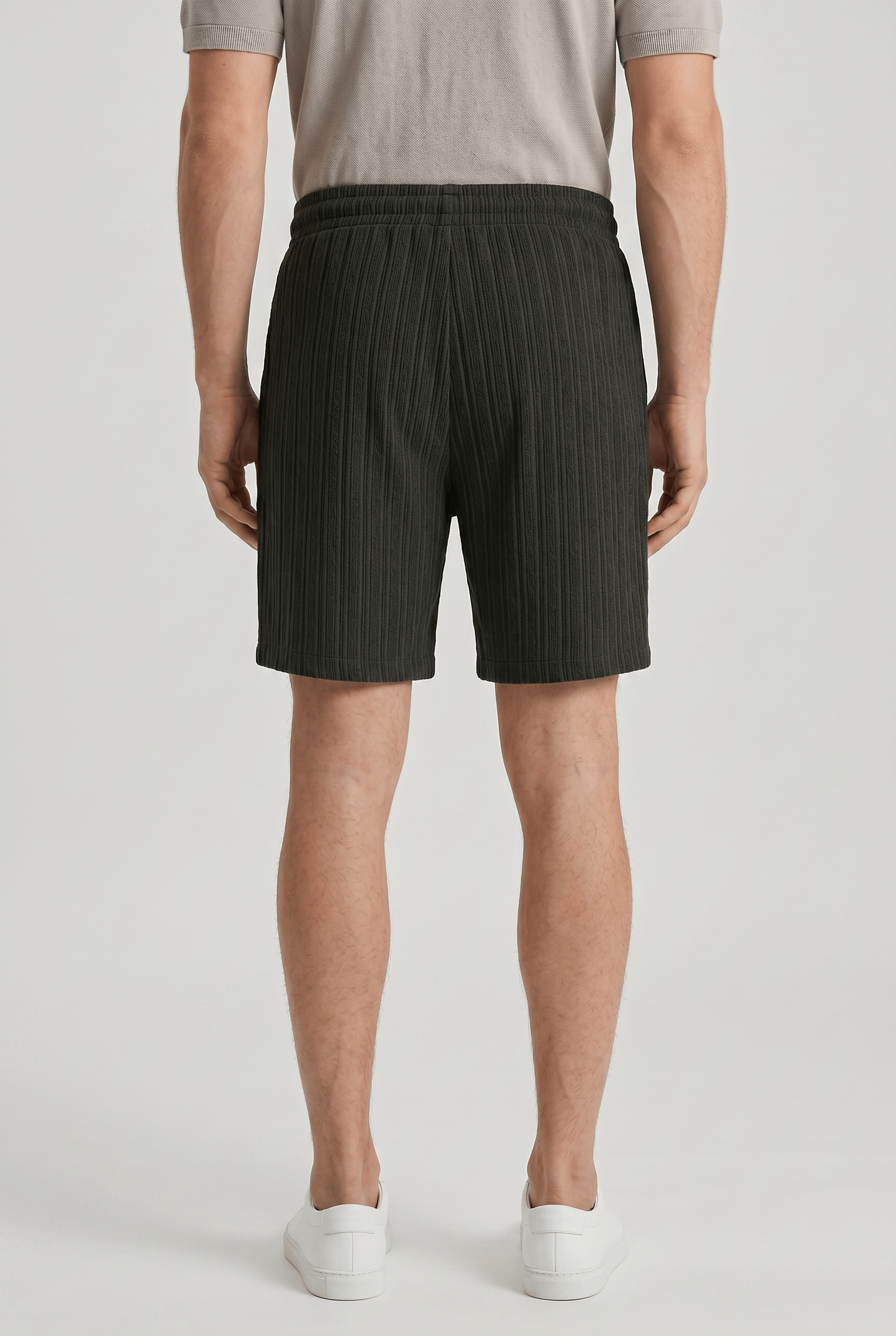 Men’s Ribbed Knit Striped Shorts | Drawstring