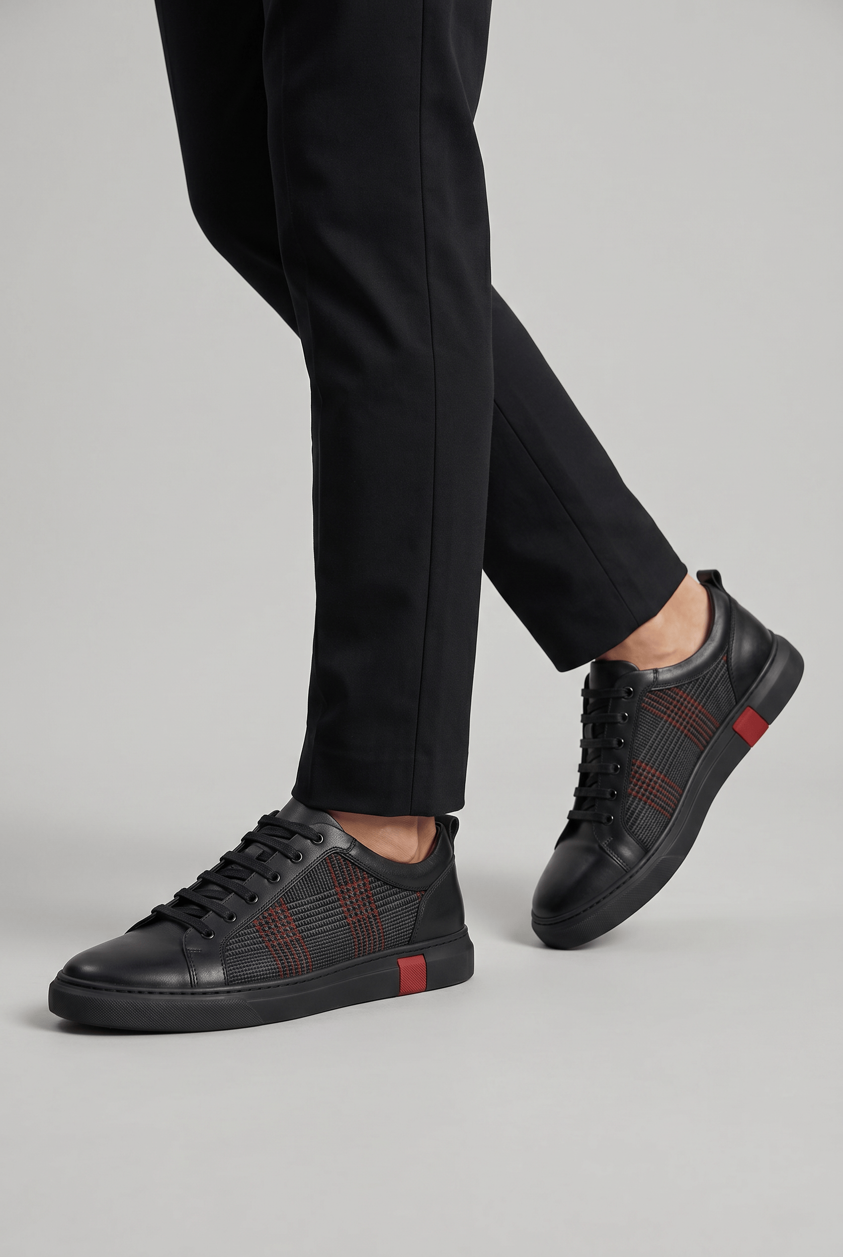 Men's Classic Lace Up Textured Side Trainers | Slip On