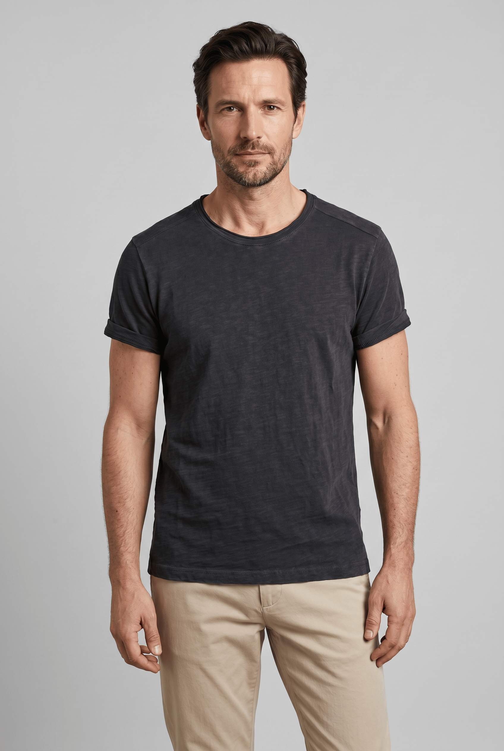 Men’s Crew Neck Short Sleeves Classic Fit T-Shirt | Rolled Sleeves
